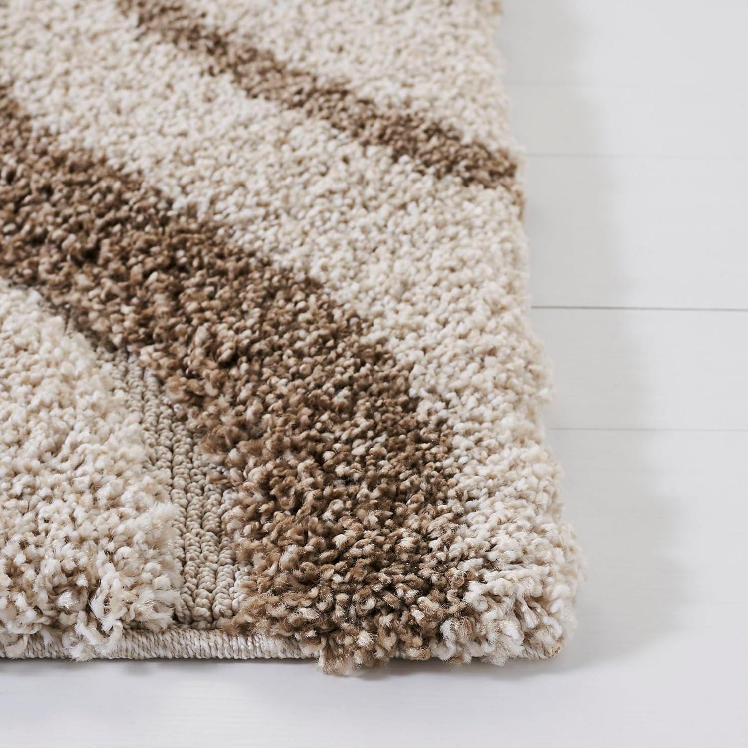 image:imageSAFAVIEH Florida Shag Collection Area Rug 86 x 12 Cream amp Smoke Modern Ogee Design NonShedding amp Easy Care 12inch Thick Ideal for High Traffic Areas in Living Room Bedroom SG4611179IvoryBeige