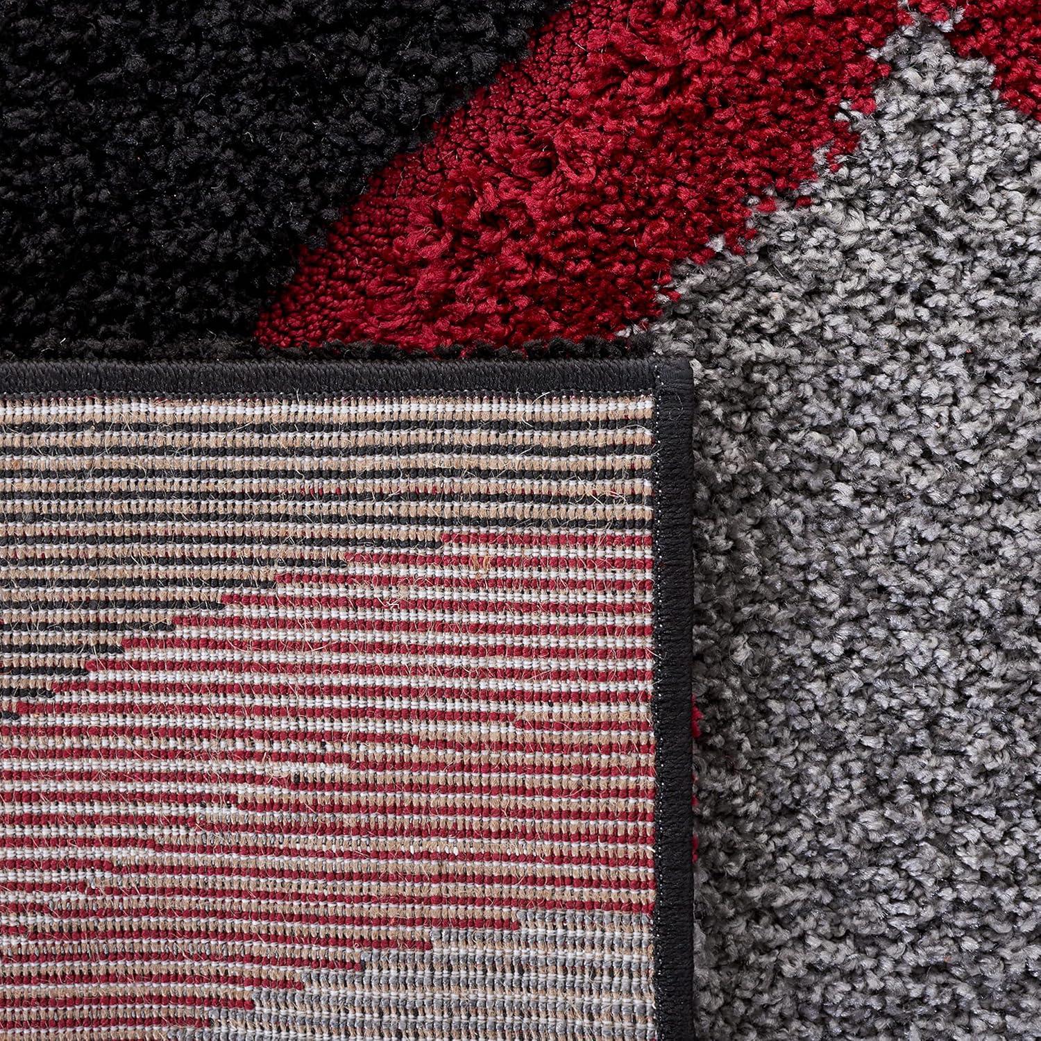 image:imageSAFAVIEH Florida Shag Collection Area Rug 86 x 12 Cream amp Smoke Modern Ogee Design NonShedding amp Easy Care 12inch Thick Ideal for High Traffic Areas in Living Room Bedroom SG4611179Red Black