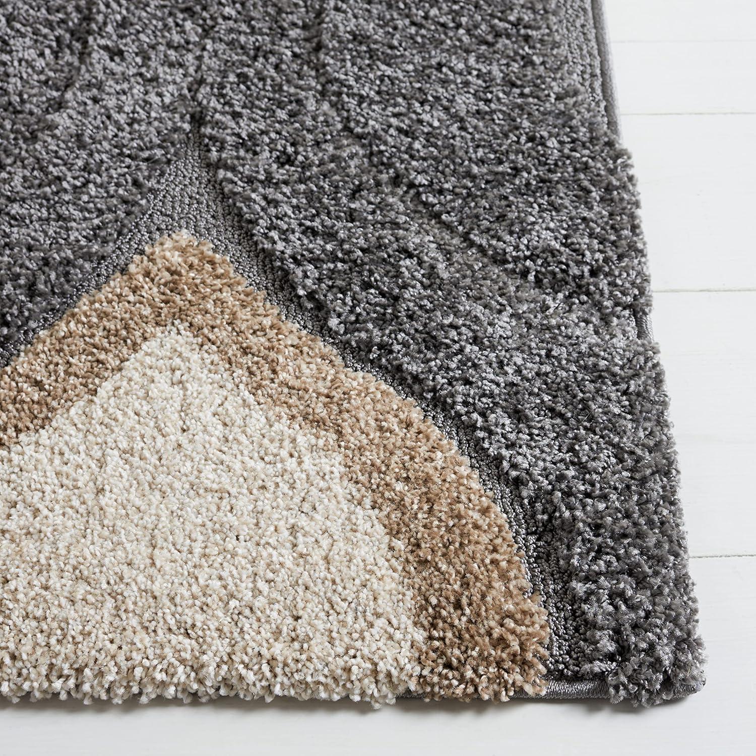 image:imageSAFAVIEH Florida Shag Collection Area Rug 86 x 12 Cream amp Smoke Modern Ogee Design NonShedding amp Easy Care 12inch Thick Ideal for High Traffic Areas in Living Room Bedroom SG4611179GreyIvory