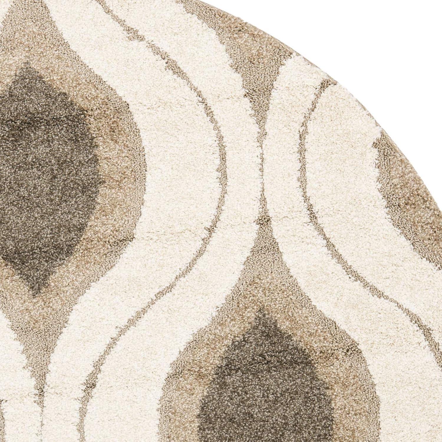 image:imageSAFAVIEH Florida Shag Collection Area Rug 86 x 12 Cream amp Smoke Modern Ogee Design NonShedding amp Easy Care 12inch Thick Ideal for High Traffic Areas in Living Room Bedroom SG4611179CreamSmoke