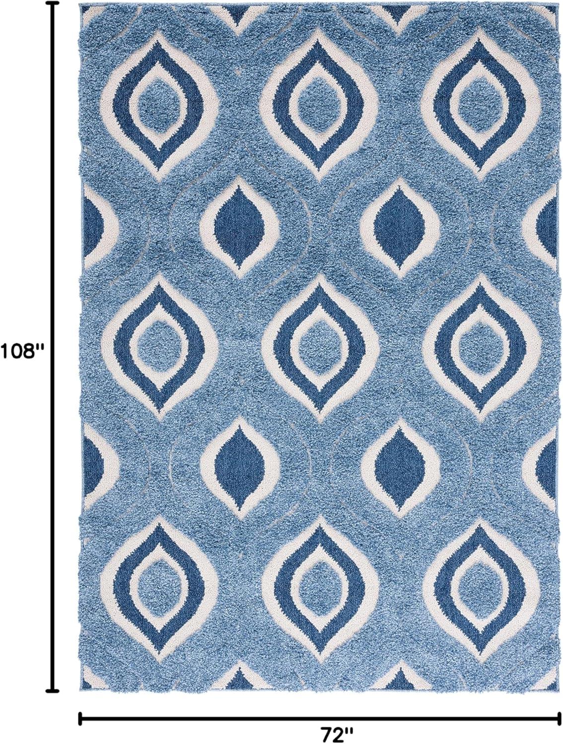 image:imageSAFAVIEH Florida Shag Collection Area Rug 86 x 12 Cream amp Smoke Modern Ogee Design NonShedding amp Easy Care 12inch Thick Ideal for High Traffic Areas in Living Room Bedroom SG4611179BlueIvory