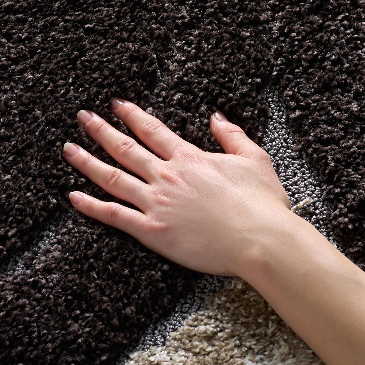 image:imageSAFAVIEH Florida Shag Collection Area Rug 86 x 12 Cream amp Smoke Modern Ogee Design NonShedding amp Easy Care 12inch Thick Ideal for High Traffic Areas in Living Room Bedroom SG4611179Dark BrownIvory