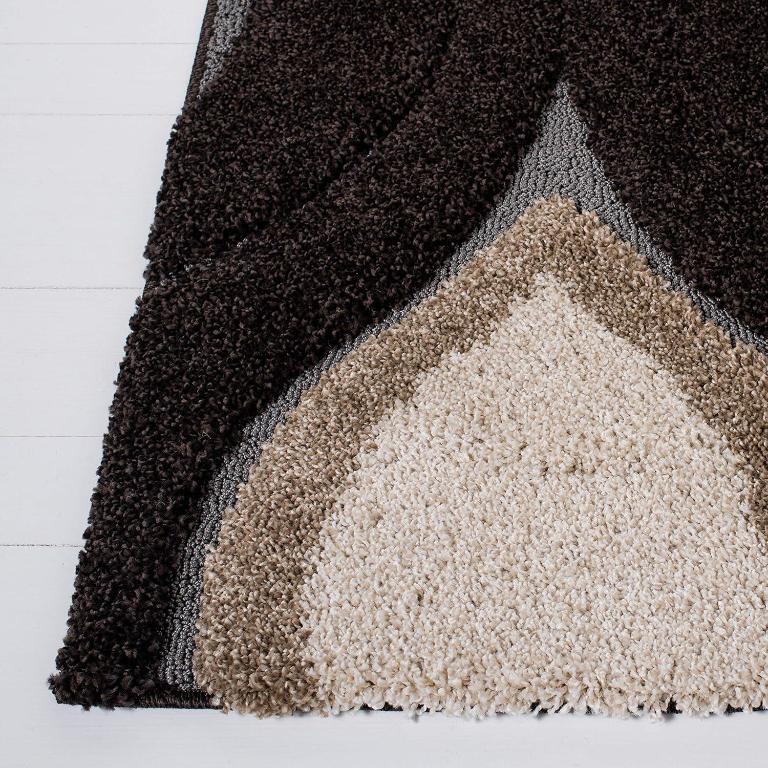 image:imageSAFAVIEH Florida Shag Collection Area Rug 86 x 12 Cream amp Smoke Modern Ogee Design NonShedding amp Easy Care 12inch Thick Ideal for High Traffic Areas in Living Room Bedroom SG4611179Dark BrownIvory
