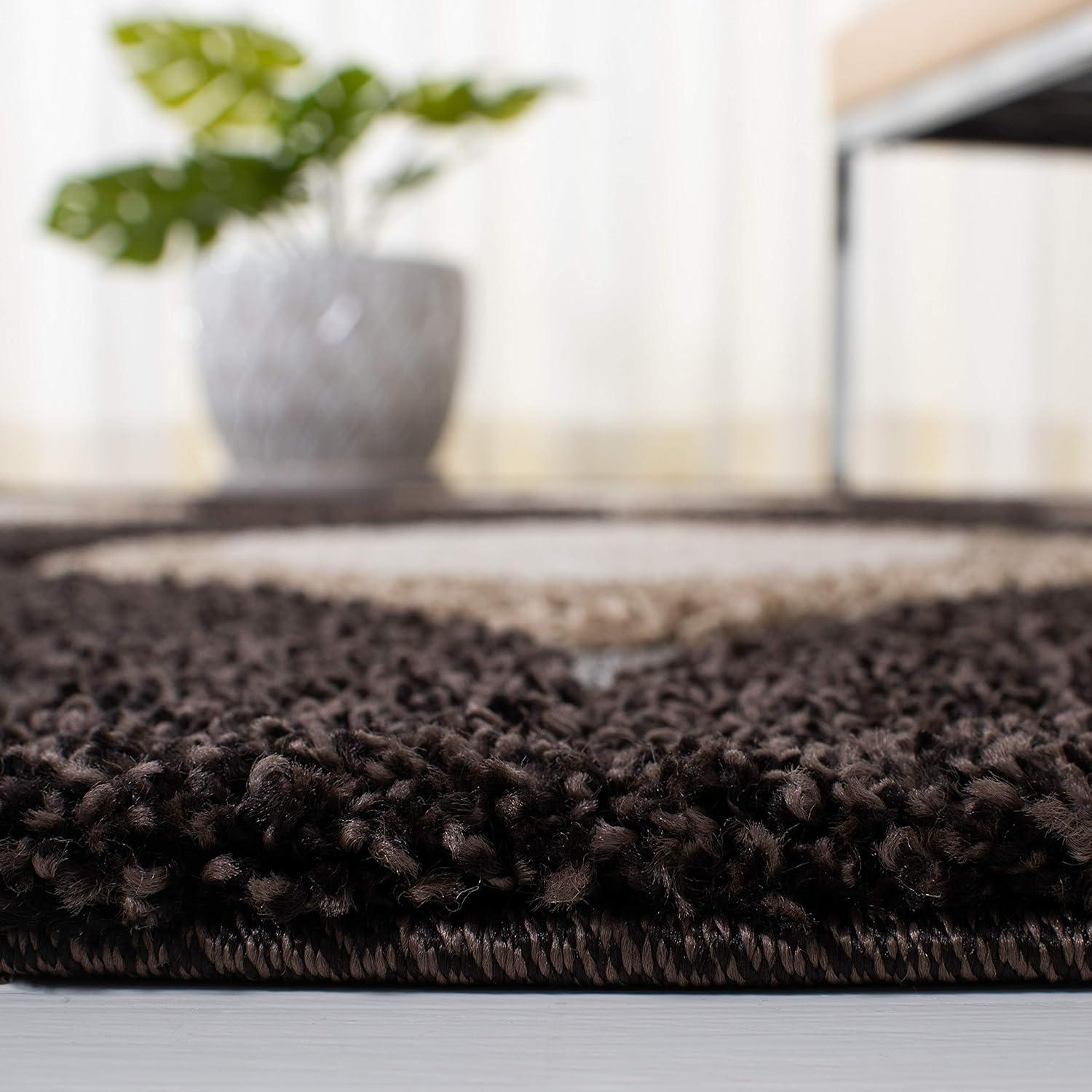 image:imageSAFAVIEH Florida Shag Collection Area Rug 86 x 12 Cream amp Smoke Modern Ogee Design NonShedding amp Easy Care 12inch Thick Ideal for High Traffic Areas in Living Room Bedroom SG4611179Dark BrownIvory