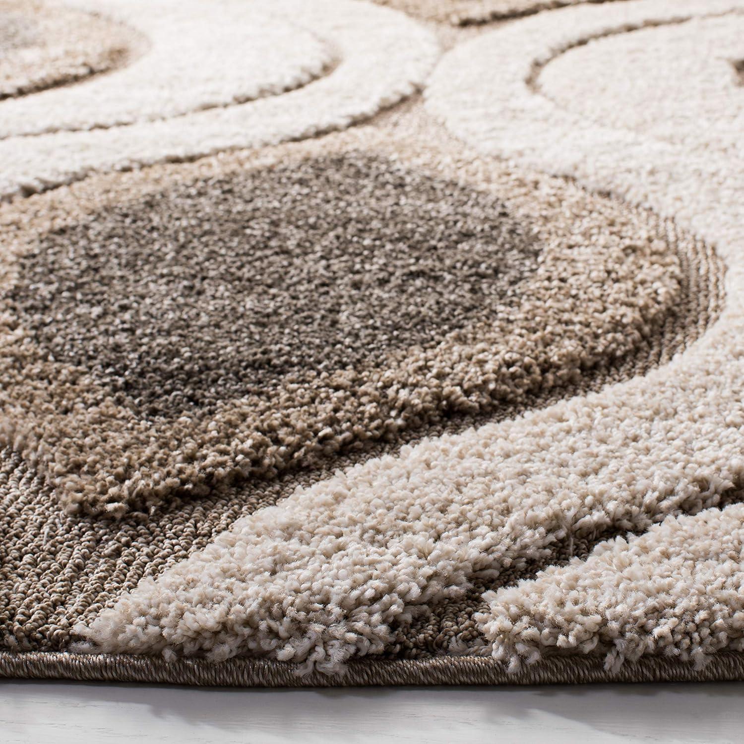 image:imageSAFAVIEH Florida Shag Collection Area Rug 86 x 12 Cream amp Smoke Modern Ogee Design NonShedding amp Easy Care 12inch Thick Ideal for High Traffic Areas in Living Room Bedroom SG4611179CreamSmoke