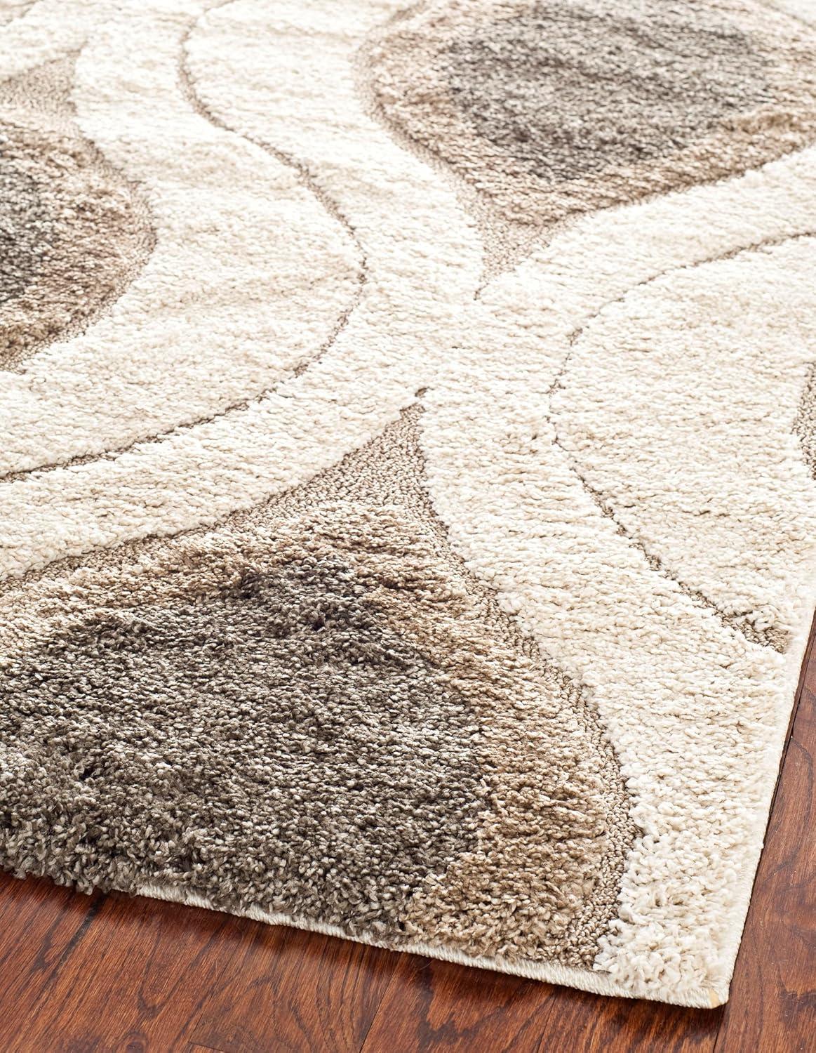 image:imageSAFAVIEH Florida Shag Collection Area Rug 86 x 12 Cream amp Smoke Modern Ogee Design NonShedding amp Easy Care 12inch Thick Ideal for High Traffic Areas in Living Room Bedroom SG4611179CreamSmoke