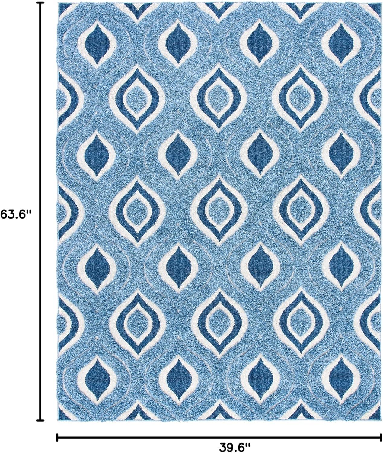 image:imageSAFAVIEH Florida Shag Collection Area Rug 86 x 12 Cream amp Smoke Modern Ogee Design NonShedding amp Easy Care 12inch Thick Ideal for High Traffic Areas in Living Room Bedroom SG4611179BlueIvory
