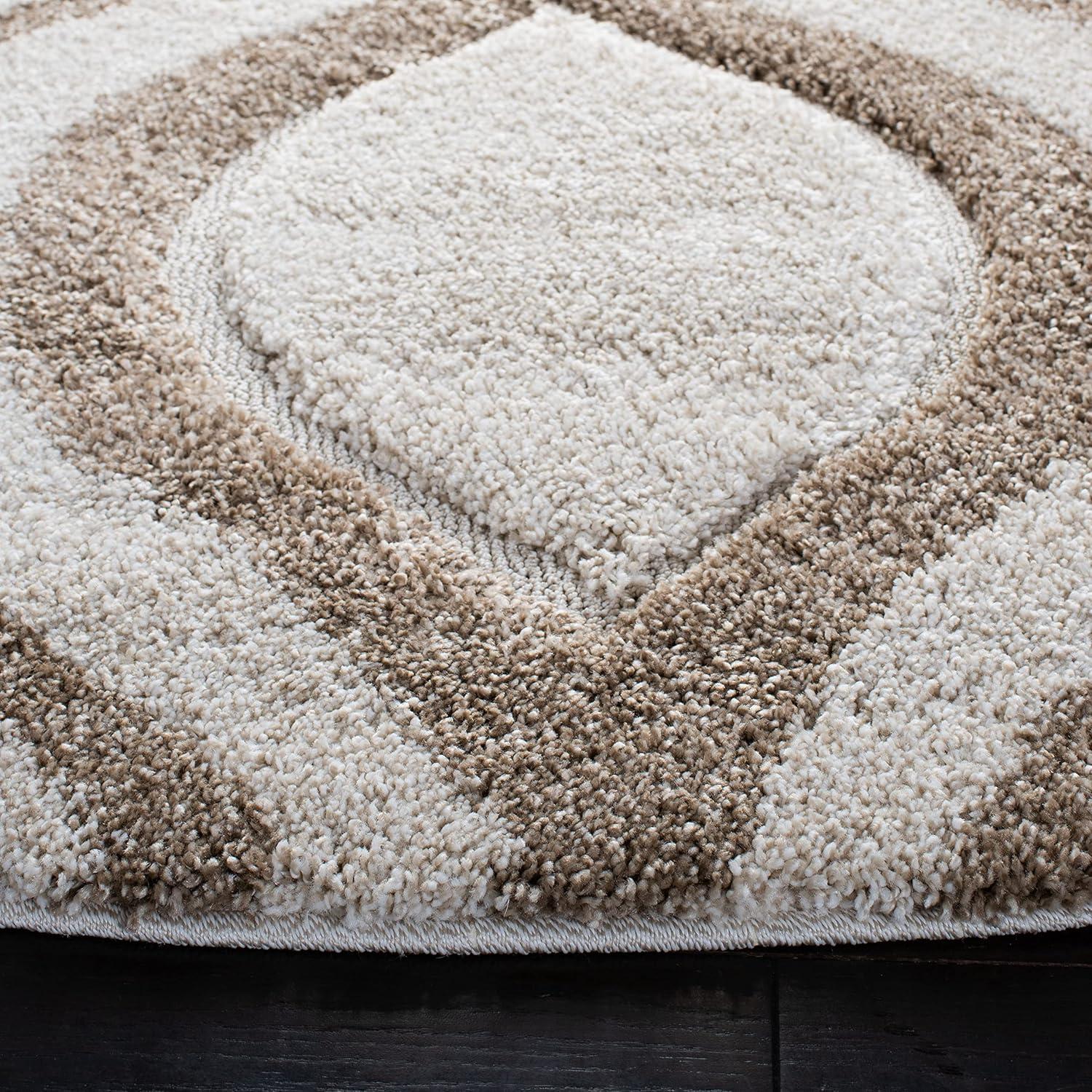 image:imageSAFAVIEH Florida Shag Collection Area Rug 86 x 12 Cream amp Smoke Modern Ogee Design NonShedding amp Easy Care 12inch Thick Ideal for High Traffic Areas in Living Room Bedroom SG4611179IvoryBeige