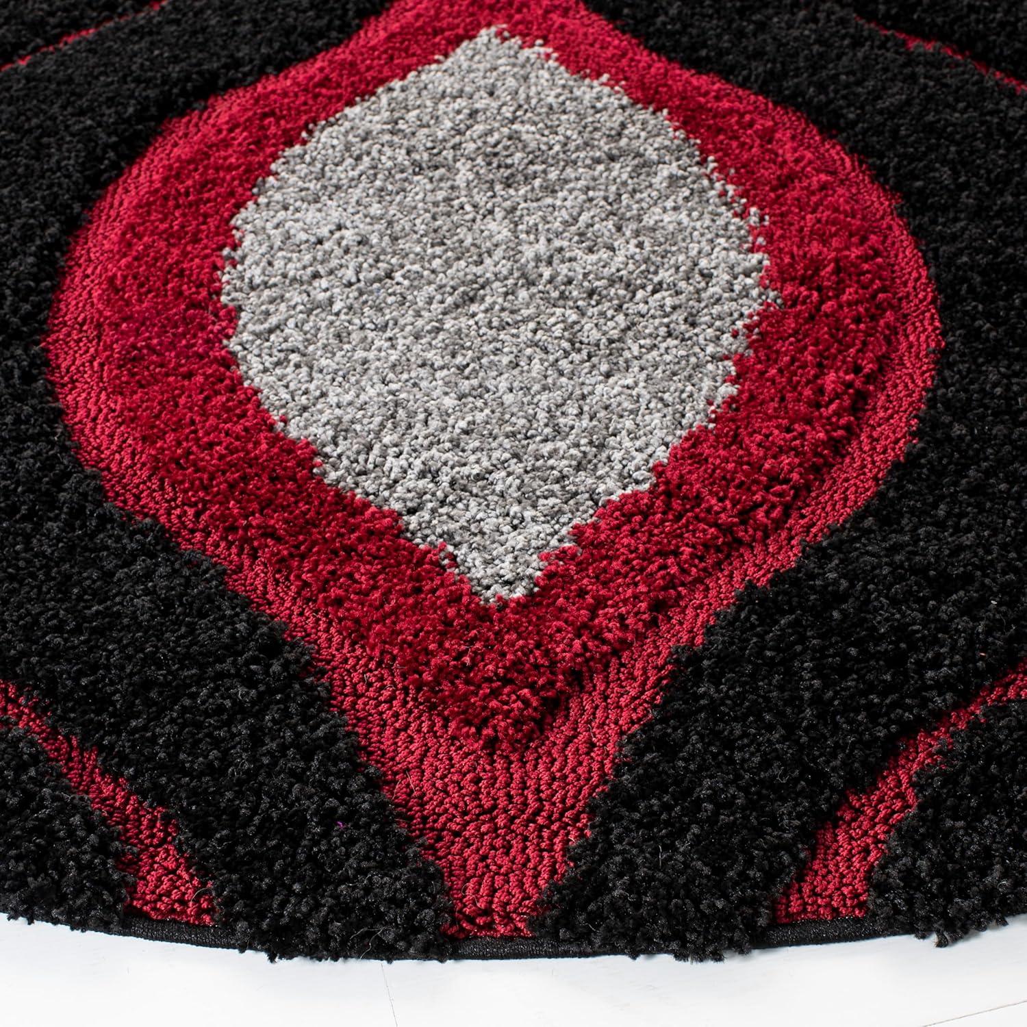 image:imageSAFAVIEH Florida Shag Collection Area Rug 86 x 12 Cream amp Smoke Modern Ogee Design NonShedding amp Easy Care 12inch Thick Ideal for High Traffic Areas in Living Room Bedroom SG4611179Red Black