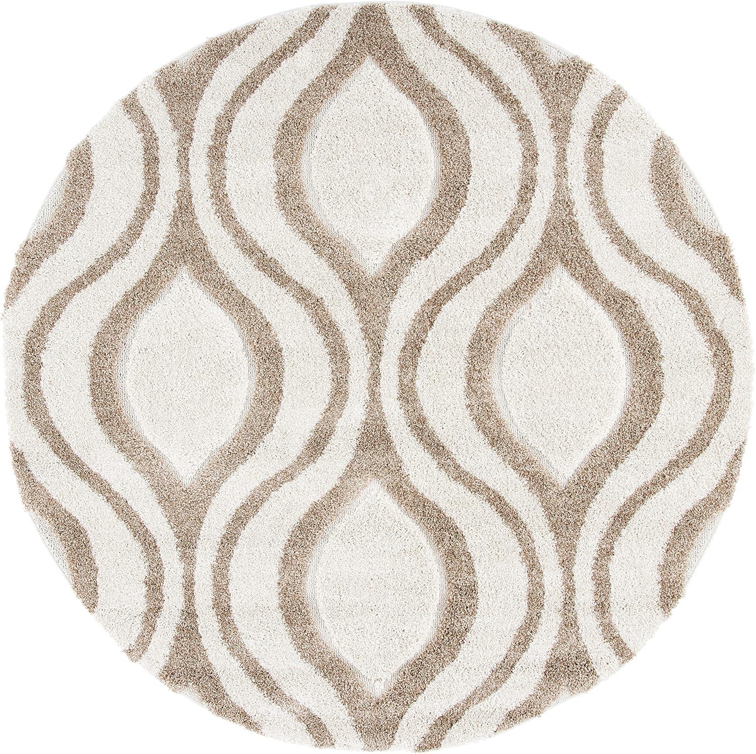 image:imageSAFAVIEH Florida Shag Collection Area Rug 86 x 12 Cream amp Smoke Modern Ogee Design NonShedding amp Easy Care 12inch Thick Ideal for High Traffic Areas in Living Room Bedroom SG4611179IvoryBeige
