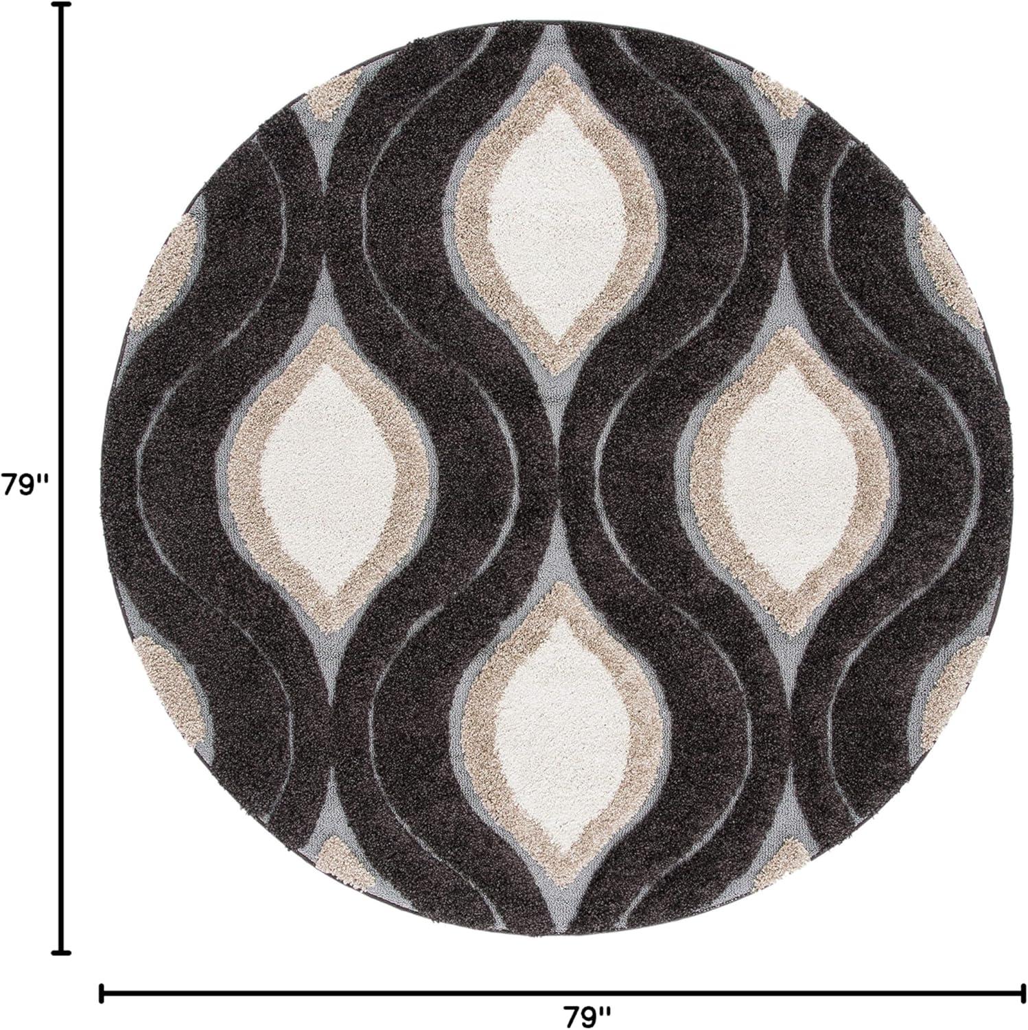 image:imageSAFAVIEH Florida Shag Collection Area Rug 86 x 12 Cream amp Smoke Modern Ogee Design NonShedding amp Easy Care 12inch Thick Ideal for High Traffic Areas in Living Room Bedroom SG4611179Dark BrownIvory