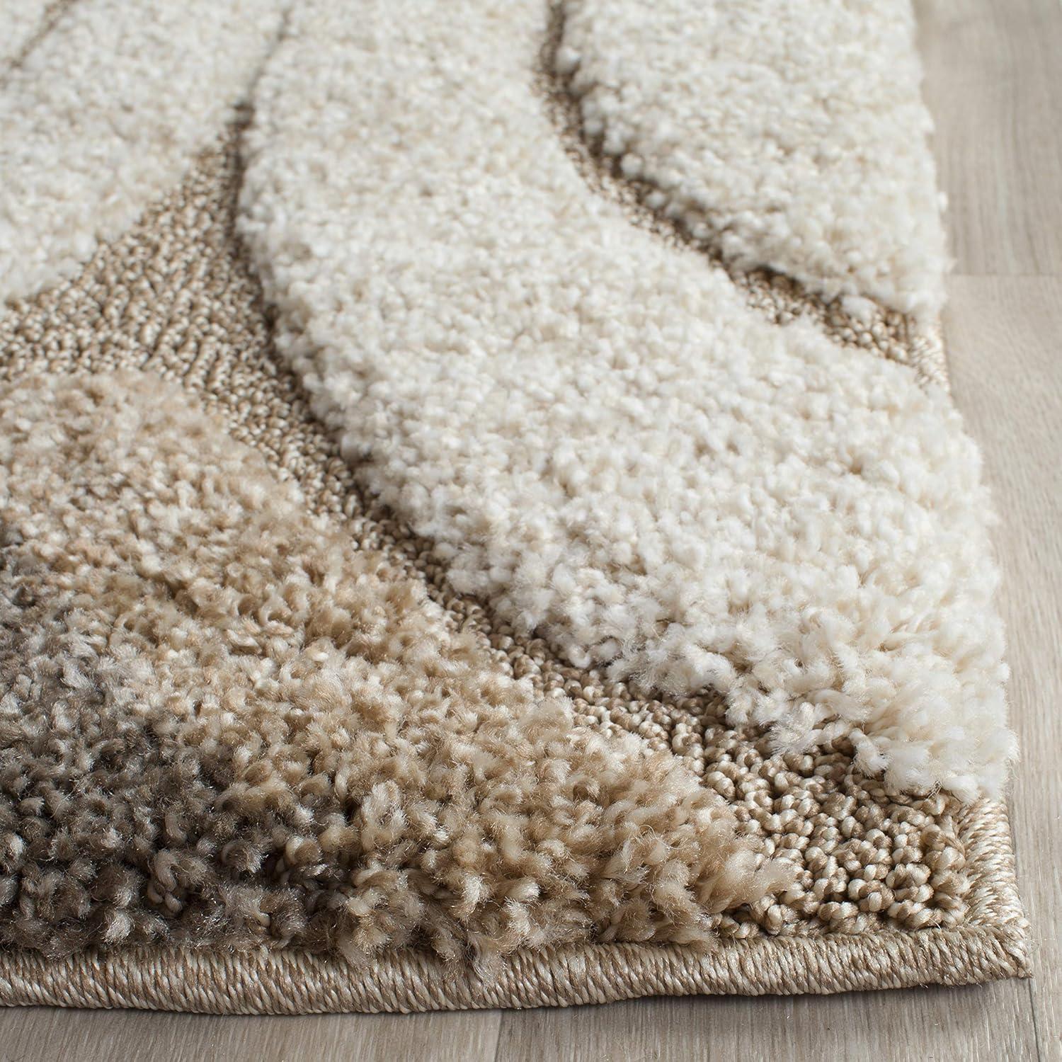 image:imageSAFAVIEH Florida Shag Collection Area Rug 86 x 12 Cream amp Smoke Modern Ogee Design NonShedding amp Easy Care 12inch Thick Ideal for High Traffic Areas in Living Room Bedroom SG4611179CreamSmoke