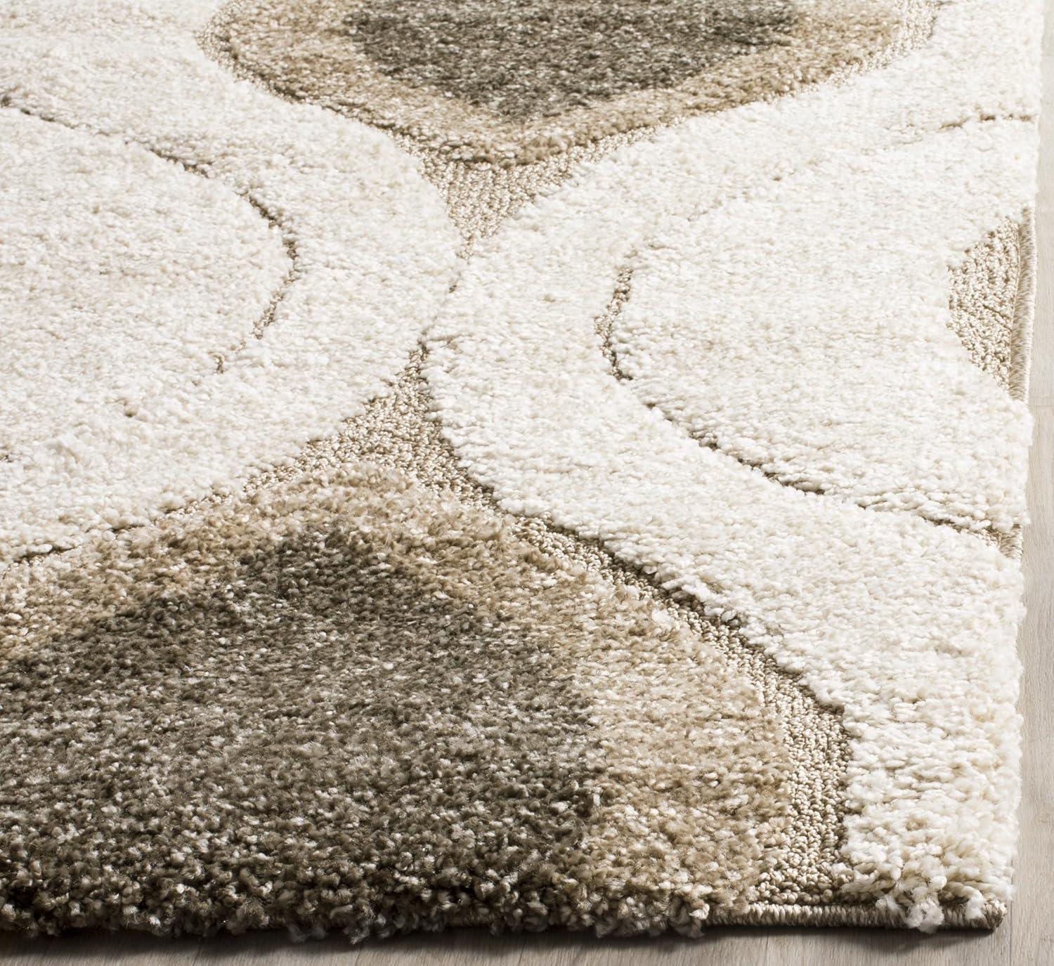 image:imageSAFAVIEH Florida Shag Collection Area Rug 86 x 12 Cream amp Smoke Modern Ogee Design NonShedding amp Easy Care 12inch Thick Ideal for High Traffic Areas in Living Room Bedroom SG4611179CreamSmoke