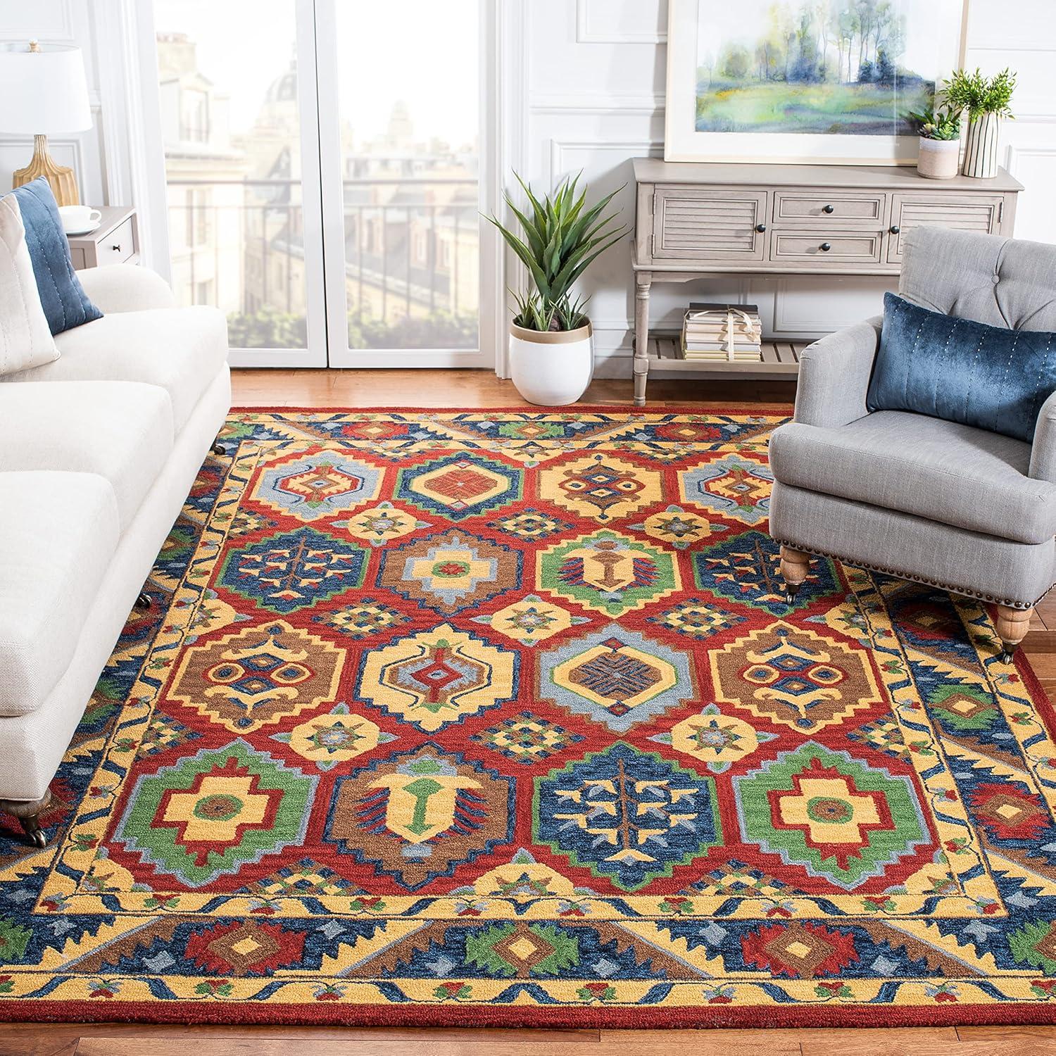 image:imageSAFAVIEH Heritage Collection 8 x 10 RedGold HG352Q Handmade Traditional Oriental Premium Wool Area RugRedGold
