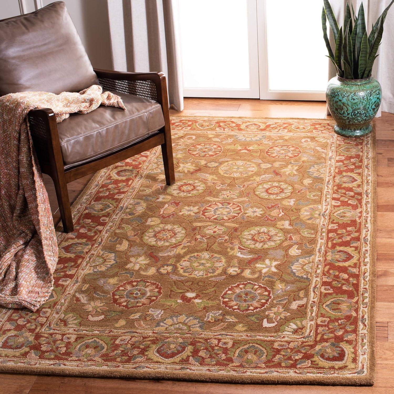 image:imageSAFAVIEH Heritage Collection Area Rug 5 x 8 Beige amp Rust Handmade Traditional Oriental Wool Ideal for High Traffic Areas in Living Room Bedroom HG963ABeigeRust