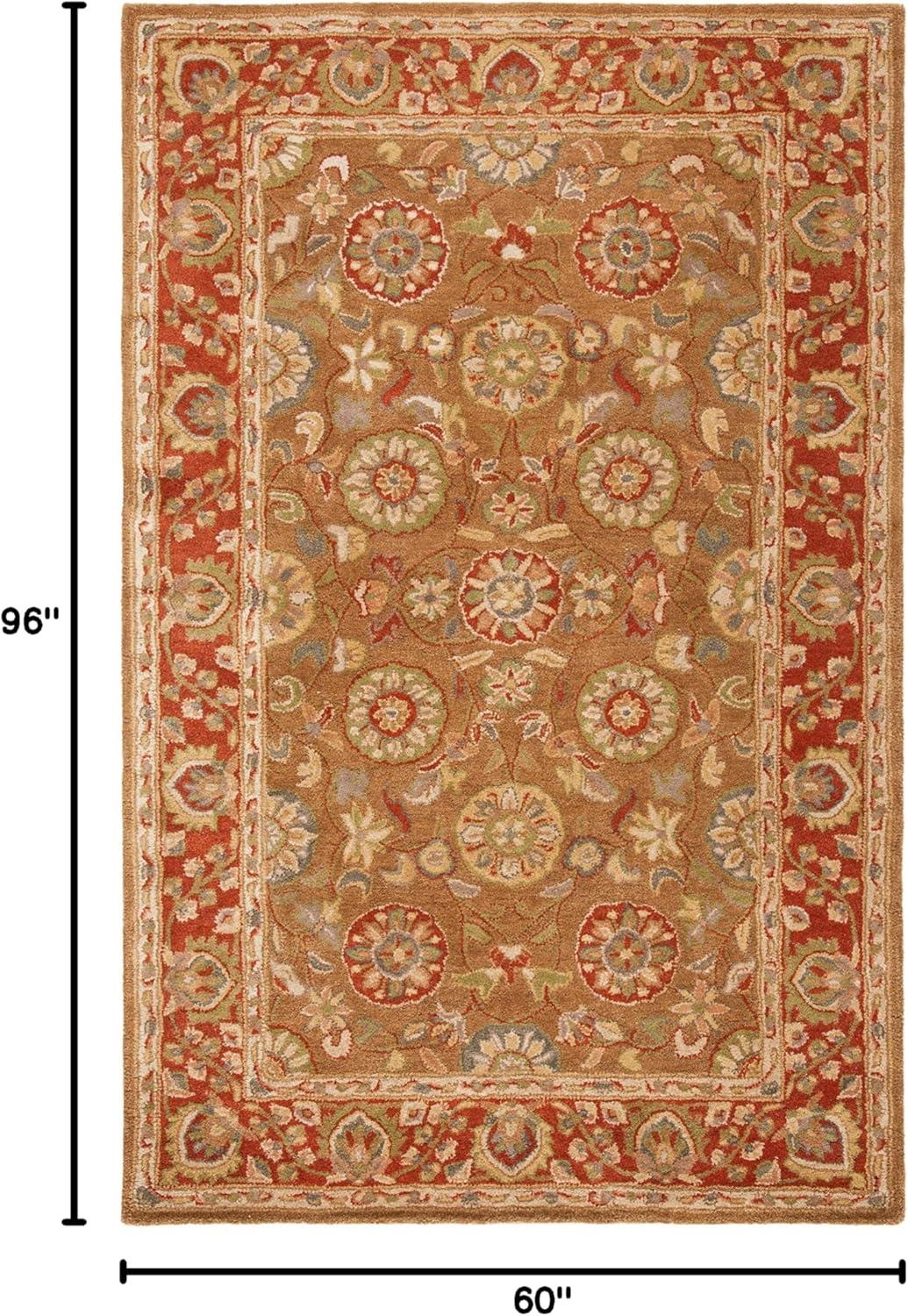 image:imageSAFAVIEH Heritage Collection Area Rug 5 x 8 Beige amp Rust Handmade Traditional Oriental Wool Ideal for High Traffic Areas in Living Room Bedroom HG963ABeigeRust