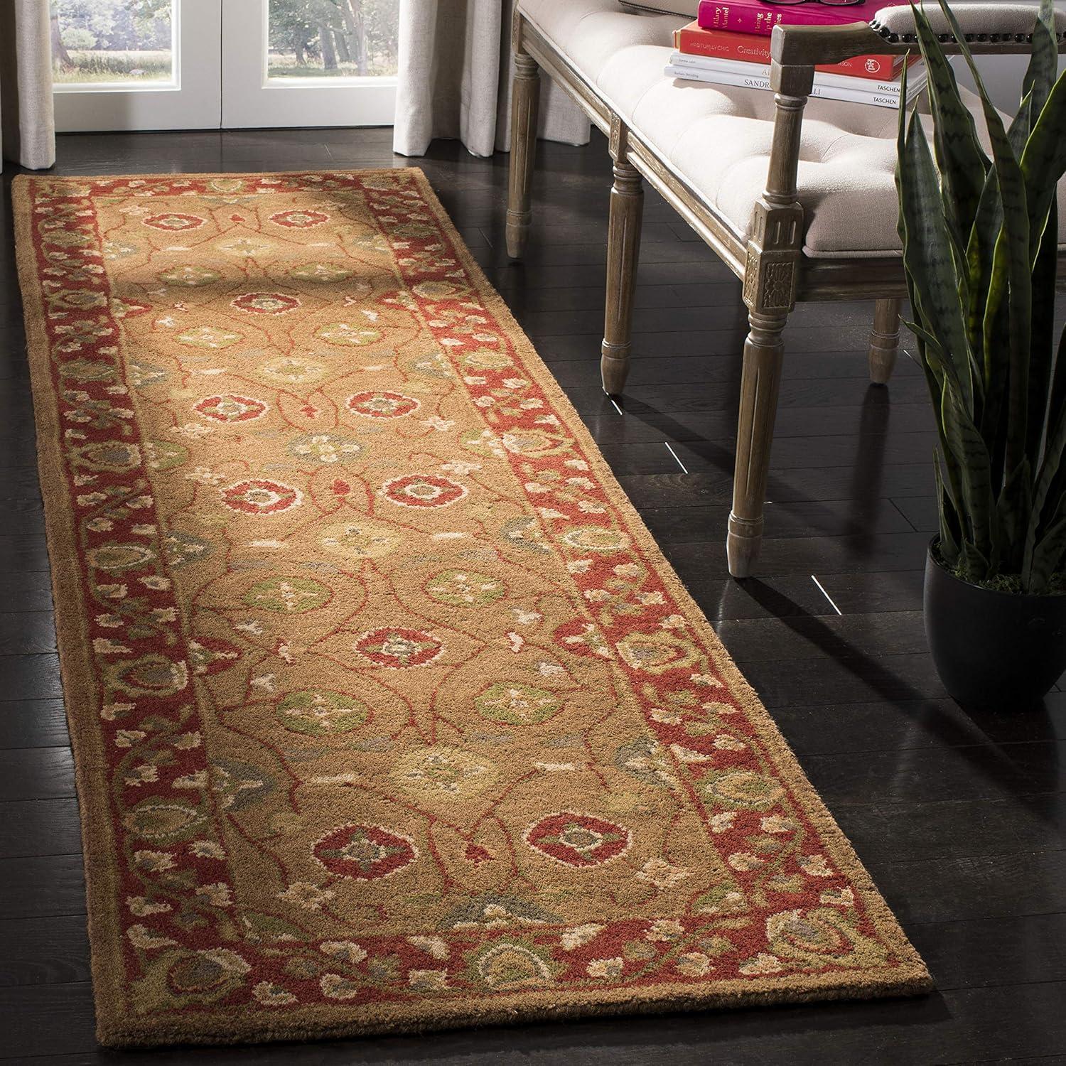image:imageSAFAVIEH Heritage Collection Area Rug 5 x 8 Beige amp Rust Handmade Traditional Oriental Wool Ideal for High Traffic Areas in Living Room Bedroom HG963ABeigeRust