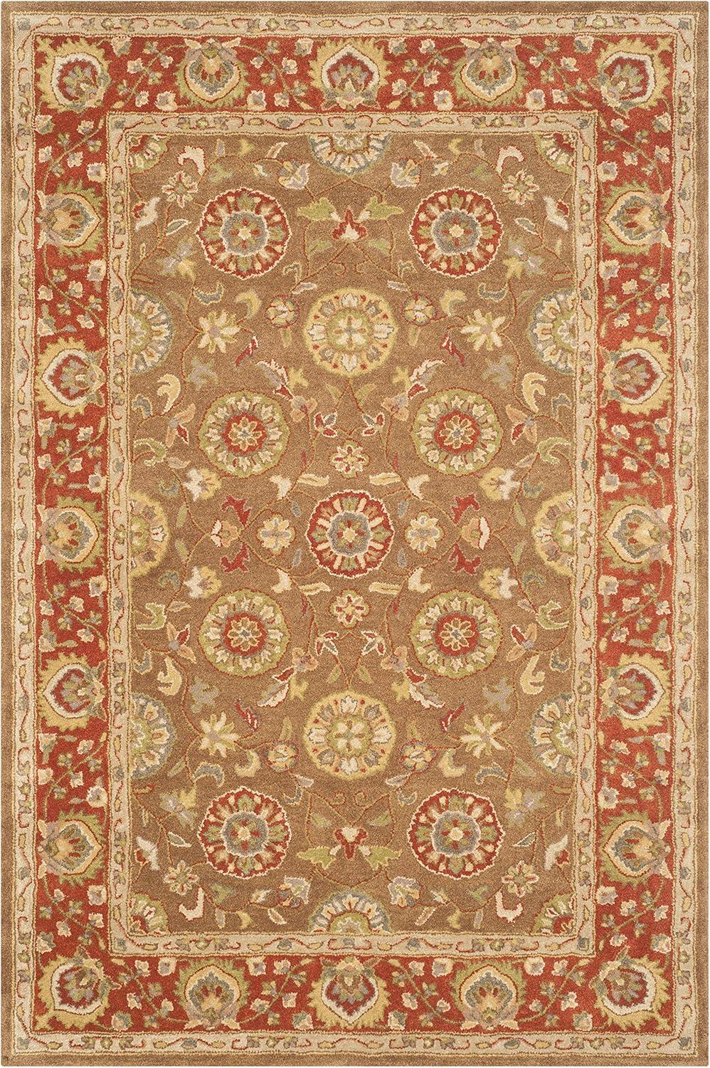 image:imageSAFAVIEH Heritage Collection Area Rug 5 x 8 Beige amp Rust Handmade Traditional Oriental Wool Ideal for High Traffic Areas in Living Room Bedroom HG963ABeigeRust