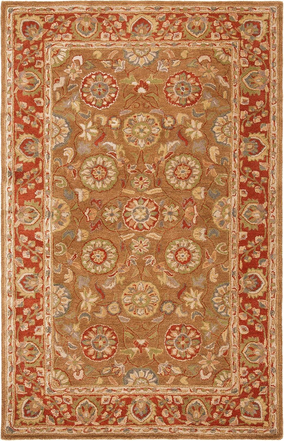 image:imageSAFAVIEH Heritage Collection Area Rug 5 x 8 Beige amp Rust Handmade Traditional Oriental Wool Ideal for High Traffic Areas in Living Room Bedroom HG963ABeigeRust