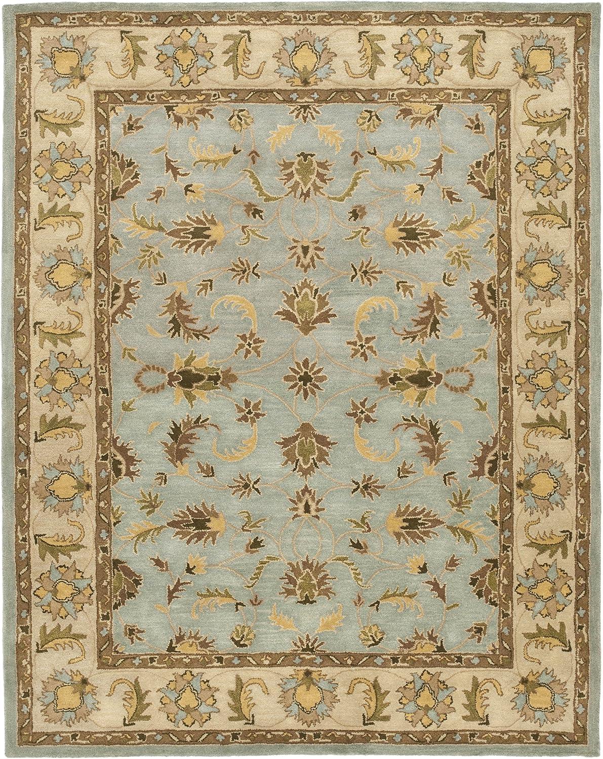 image:imageSAFAVIEH Heritage Collection Area Rug 5 x 8 Light Blue amp Beige Handmade Traditional Oriental Wool Ideal for High Traffic Areas in Living Room Bedroom HG913ALight BlueBeige