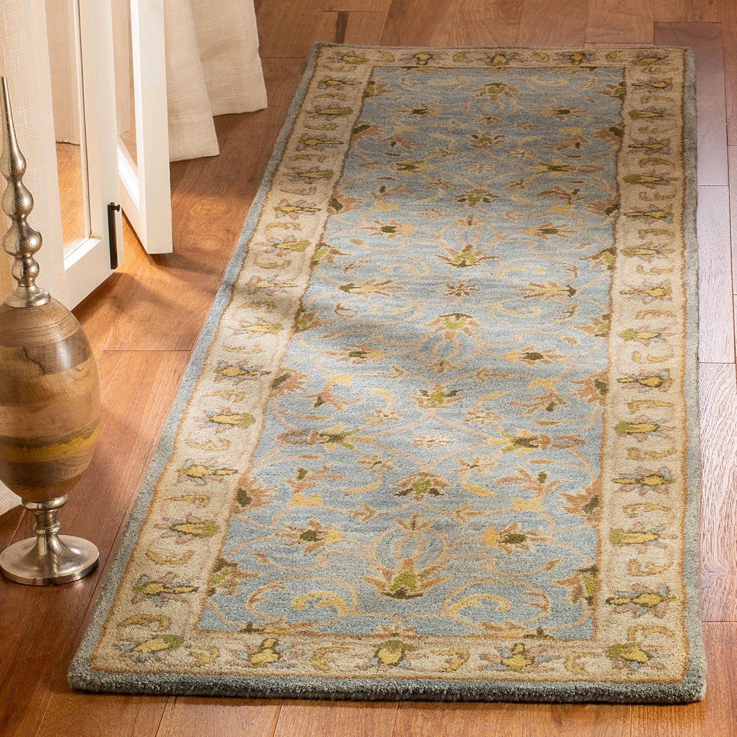image:imageSAFAVIEH Heritage Collection Area Rug 5 x 8 Light Blue amp Beige Handmade Traditional Oriental Wool Ideal for High Traffic Areas in Living Room Bedroom HG913ALight BlueBeige