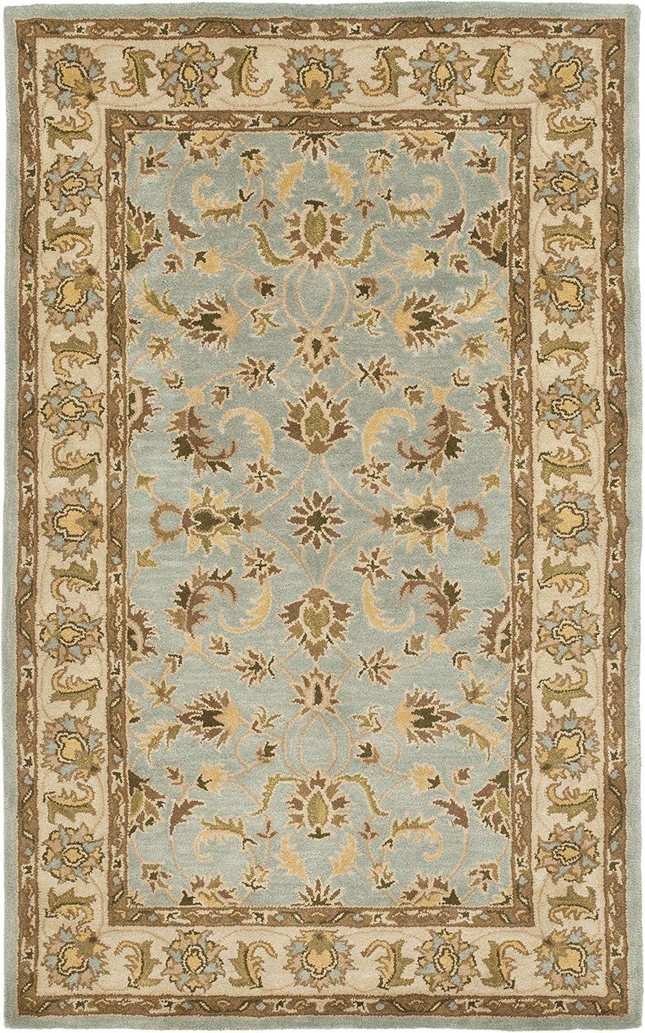 image:imageSAFAVIEH Heritage Collection Area Rug 5 x 8 Light Blue amp Beige Handmade Traditional Oriental Wool Ideal for High Traffic Areas in Living Room Bedroom HG913ALight BlueBeige