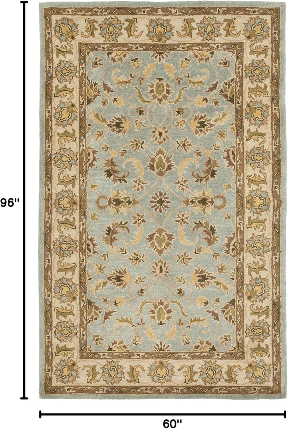 image:imageSAFAVIEH Heritage Collection Area Rug 5 x 8 Light Blue amp Beige Handmade Traditional Oriental Wool Ideal for High Traffic Areas in Living Room Bedroom HG913ALight BlueBeige