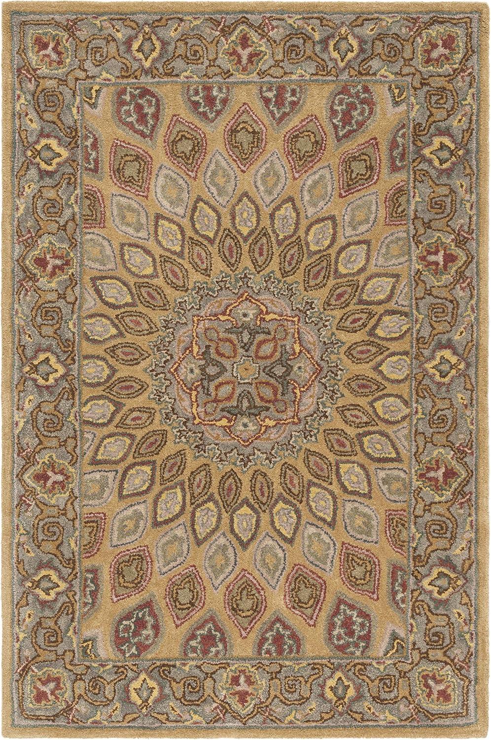 image:imageSAFAVIEH Heritage Collection Area Rug 5 x 8 Light Brown amp Grey Handmade Traditional Oriental Wool Ideal for High Traffic Areas in Living Room Bedroom HG914ALight BrownGrey