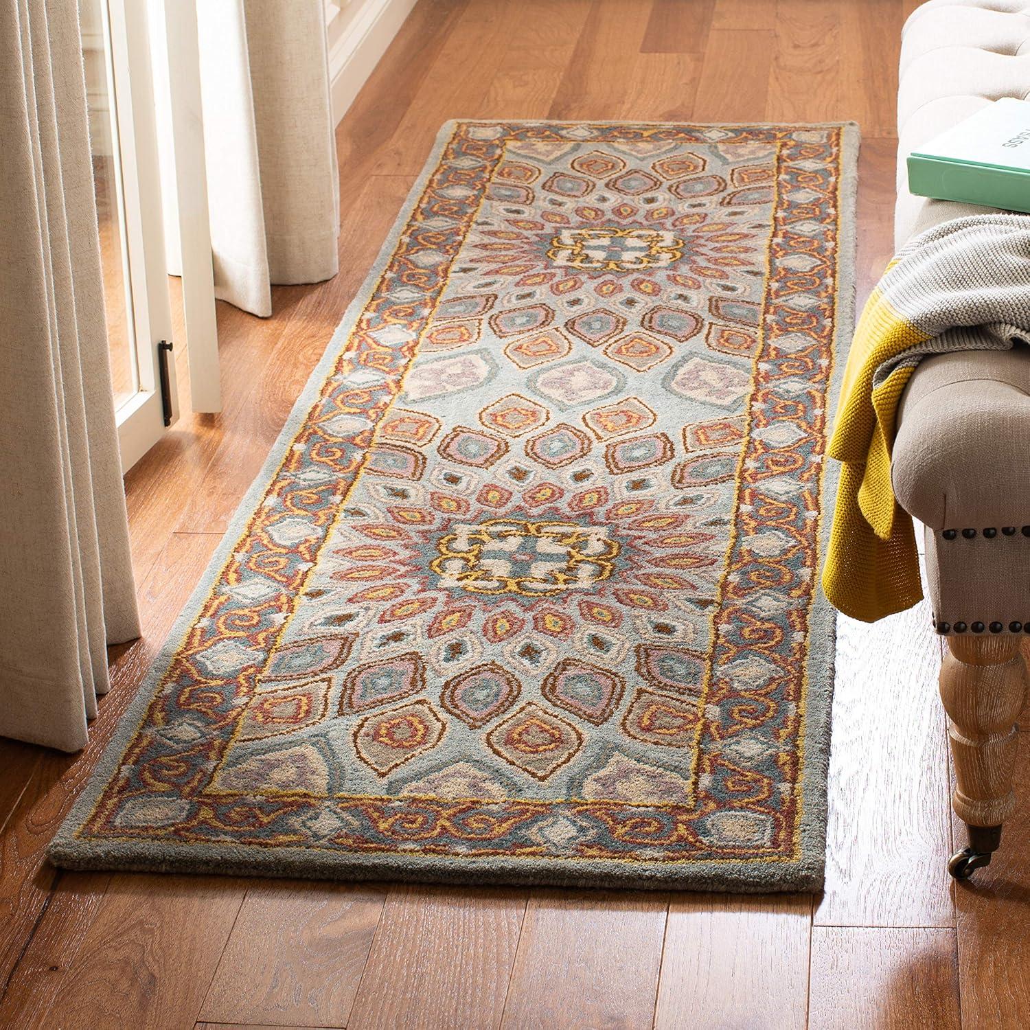 image:imageSAFAVIEH Heritage Collection Area Rug 5 x 8 Light Brown amp Grey Handmade Traditional Oriental Wool Ideal for High Traffic Areas in Living Room Bedroom HG914ABlueGrey