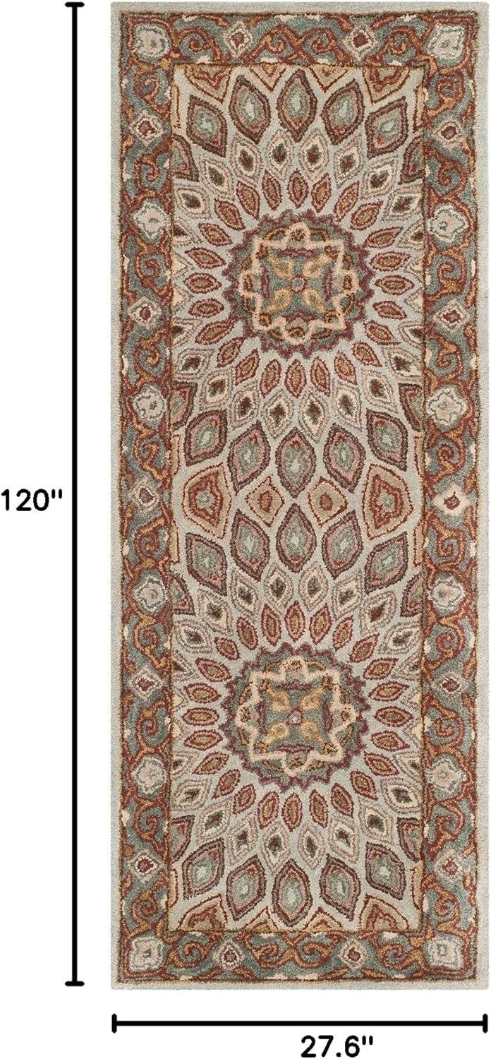 image:imageSAFAVIEH Heritage Collection Area Rug 5 x 8 Light Brown amp Grey Handmade Traditional Oriental Wool Ideal for High Traffic Areas in Living Room Bedroom HG914ABlueGrey