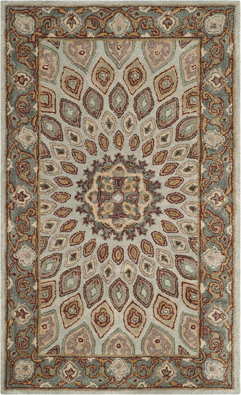 image:imageSAFAVIEH Heritage Collection Area Rug 5 x 8 Light Brown amp Grey Handmade Traditional Oriental Wool Ideal for High Traffic Areas in Living Room Bedroom HG914ABlueGrey