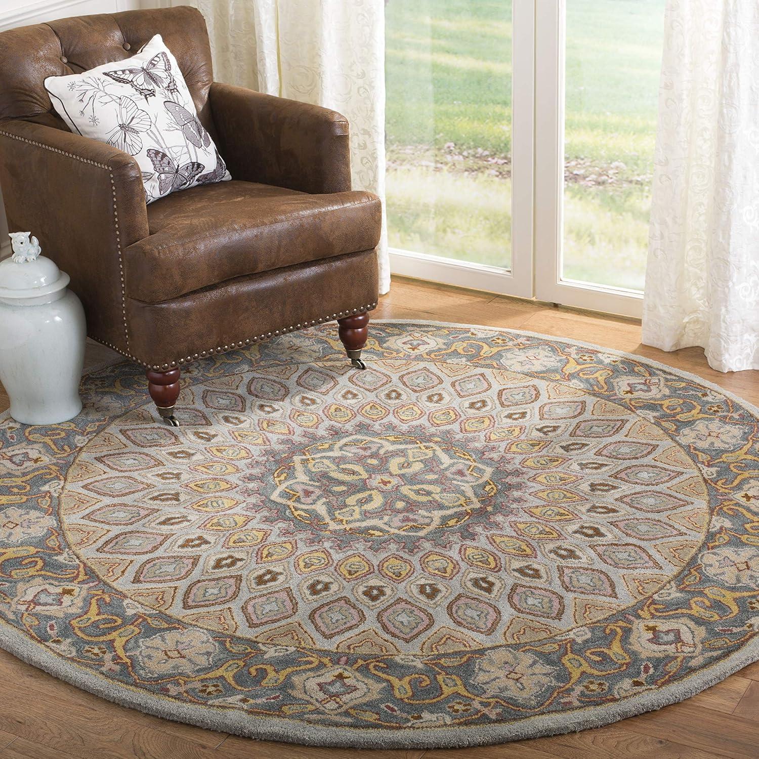 image:imageSAFAVIEH Heritage Collection Area Rug 5 x 8 Light Brown amp Grey Handmade Traditional Oriental Wool Ideal for High Traffic Areas in Living Room Bedroom HG914ABlueGrey