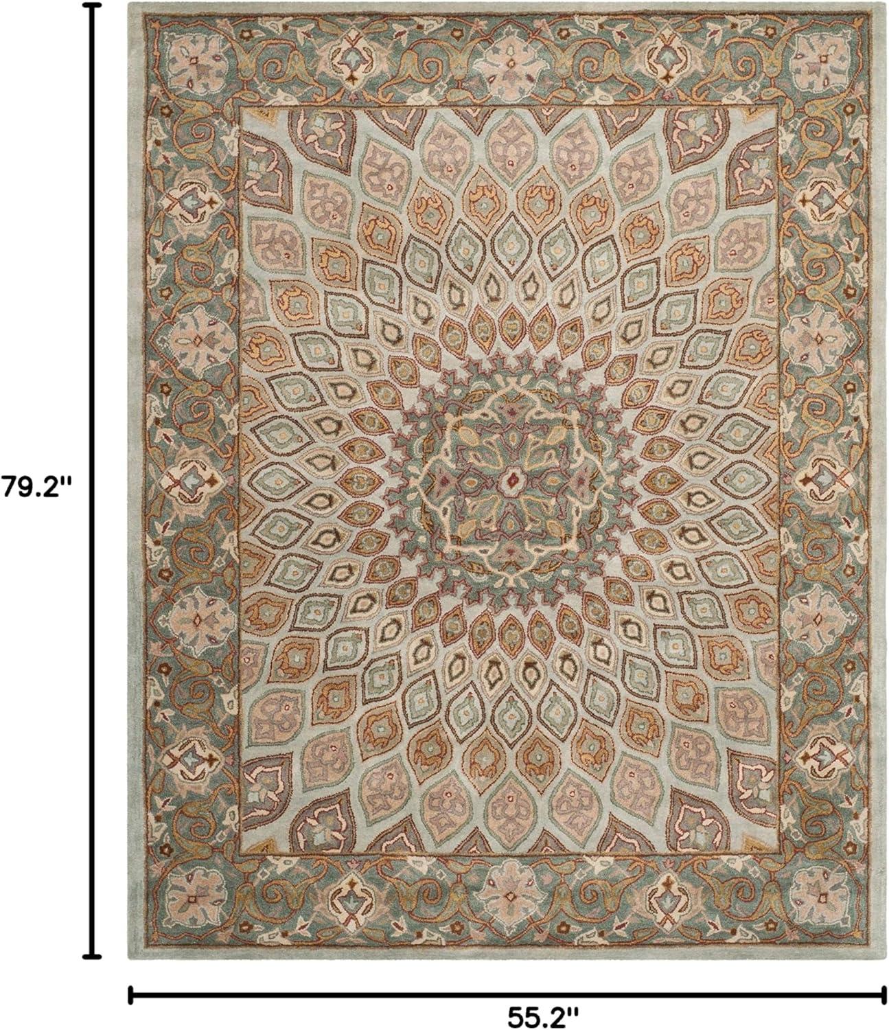 image:imageSAFAVIEH Heritage Collection Area Rug 5 x 8 Light Brown amp Grey Handmade Traditional Oriental Wool Ideal for High Traffic Areas in Living Room Bedroom HG914ABlueGrey