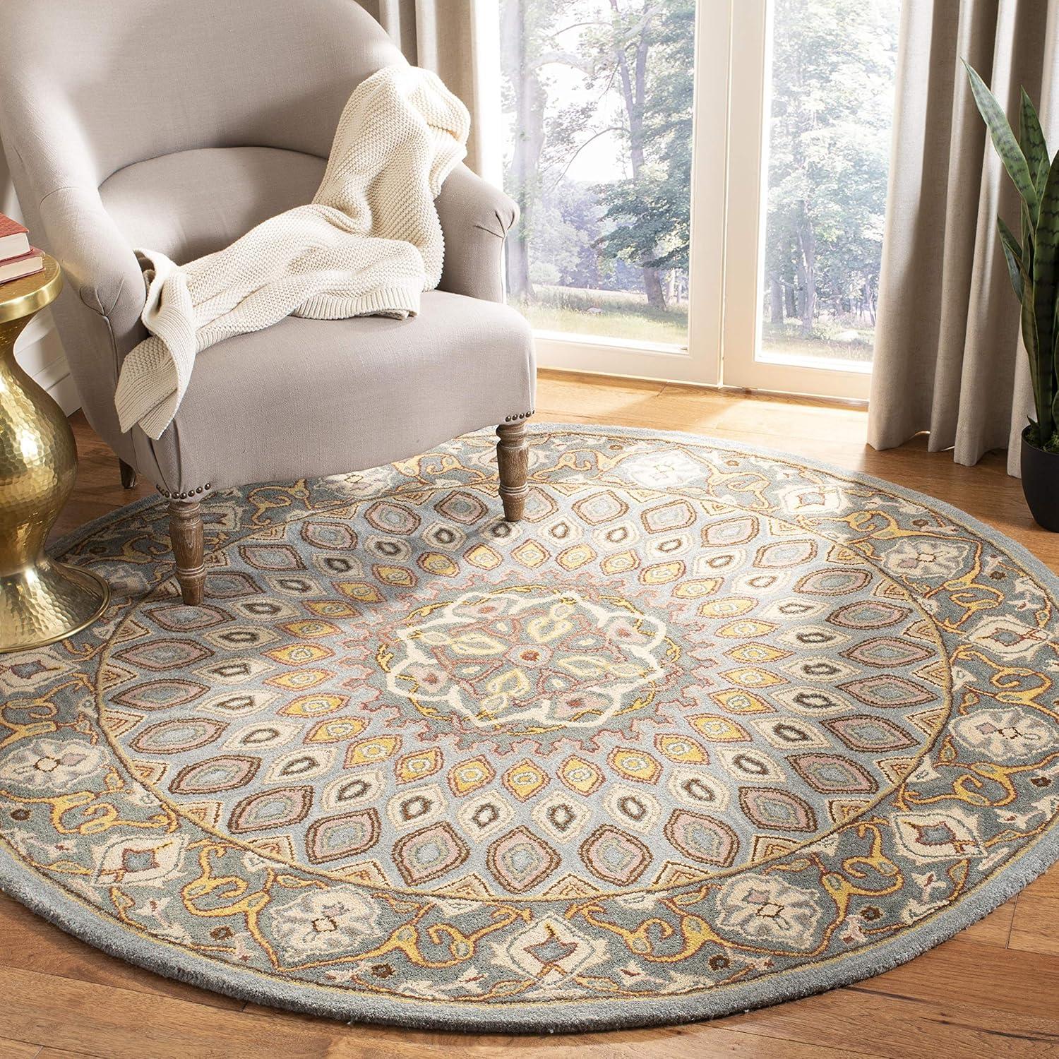 image:imageSAFAVIEH Heritage Collection Area Rug 5 x 8 Light Brown amp Grey Handmade Traditional Oriental Wool Ideal for High Traffic Areas in Living Room Bedroom HG914ABlueGrey