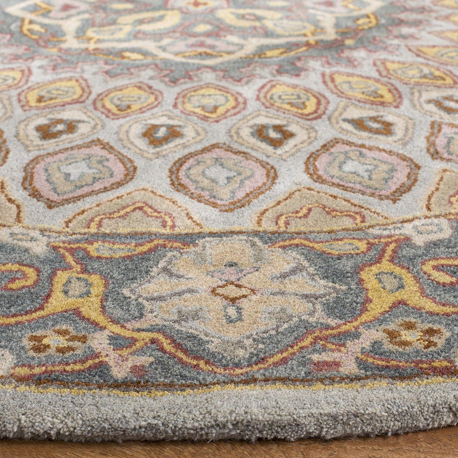 image:imageSAFAVIEH Heritage Collection Area Rug 5 x 8 Light Brown amp Grey Handmade Traditional Oriental Wool Ideal for High Traffic Areas in Living Room Bedroom HG914ABlueGrey