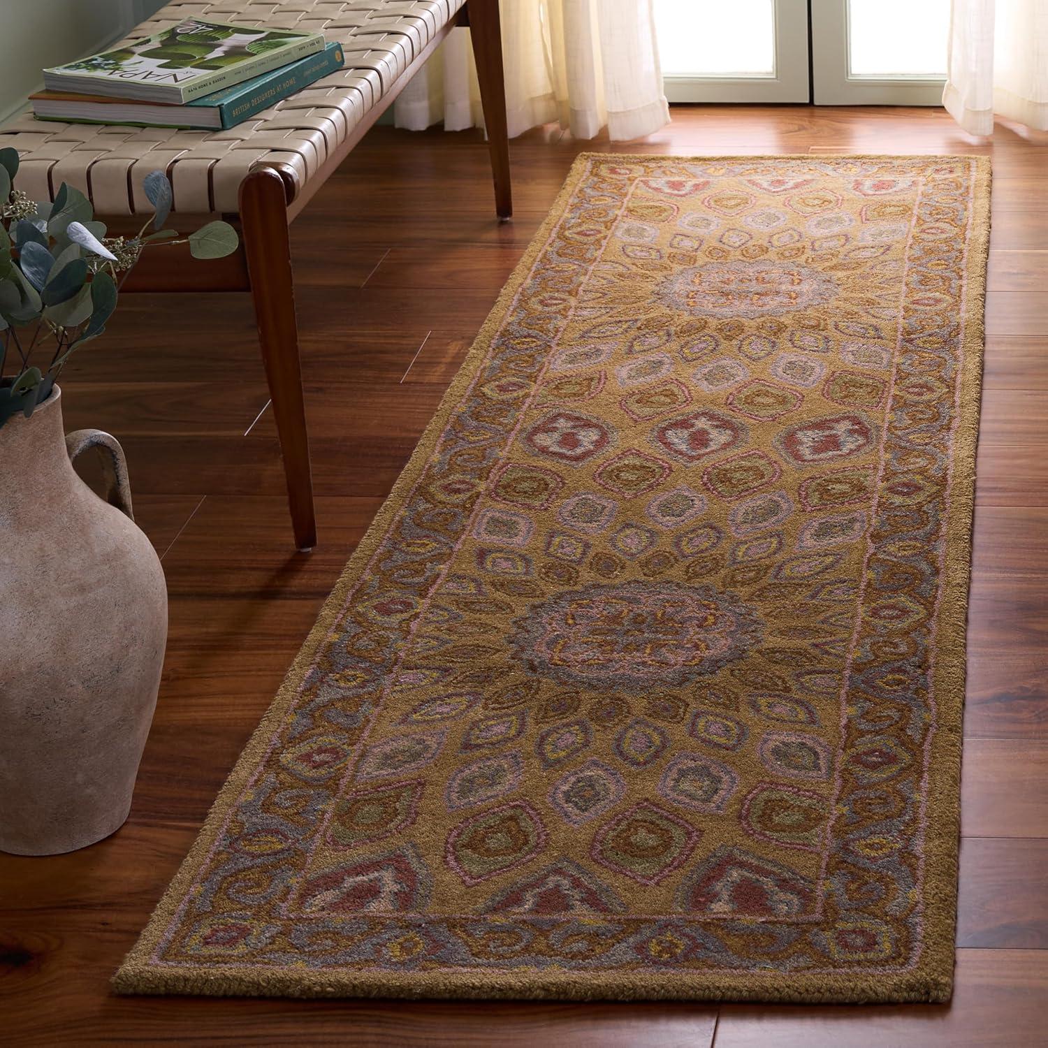 image:imageSAFAVIEH Heritage Collection Area Rug 5 x 8 Light Brown amp Grey Handmade Traditional Oriental Wool Ideal for High Traffic Areas in Living Room Bedroom HG914ALight BrownGrey