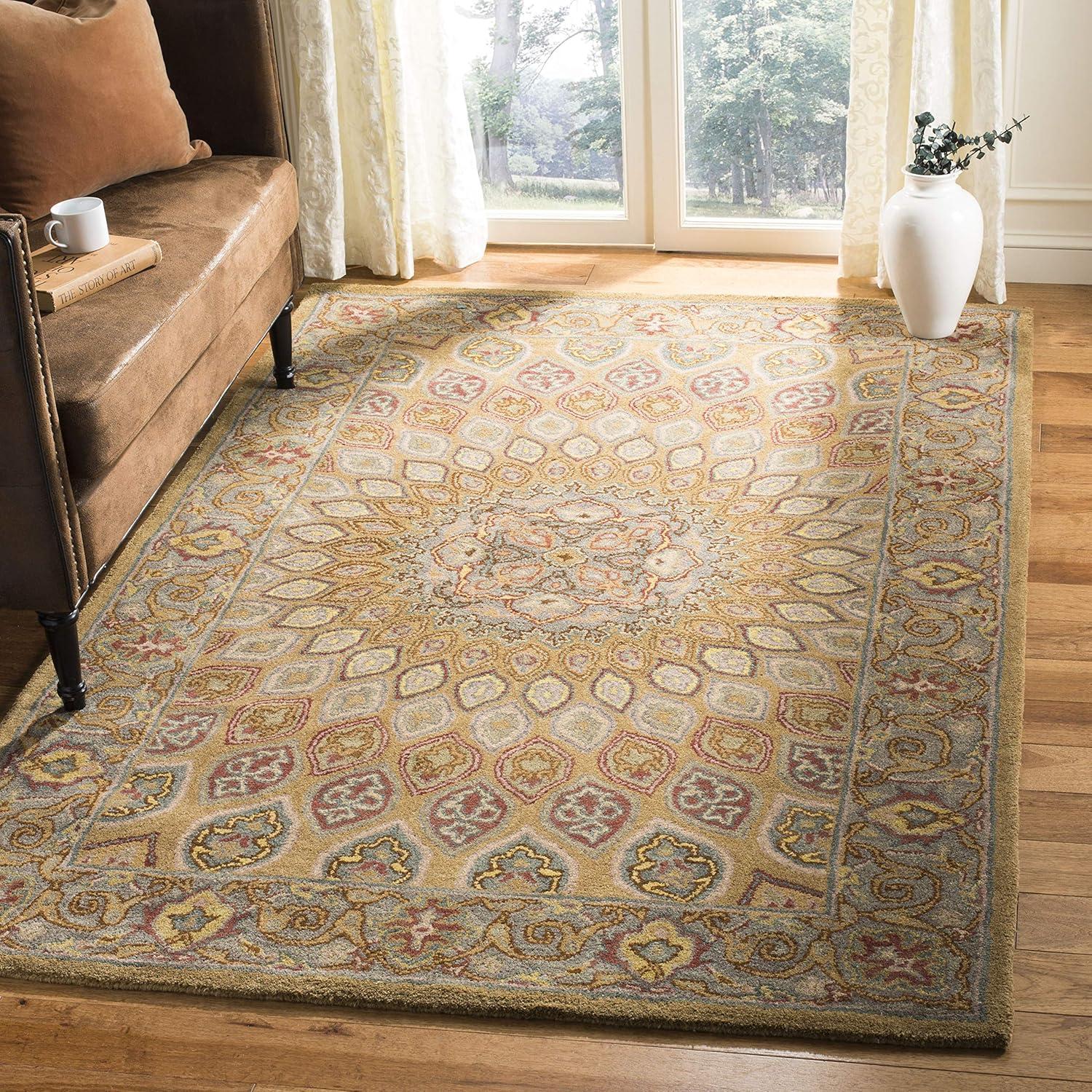 image:imageSAFAVIEH Heritage Collection Area Rug 5 x 8 Light Brown amp Grey Handmade Traditional Oriental Wool Ideal for High Traffic Areas in Living Room Bedroom HG914ALight BrownGrey