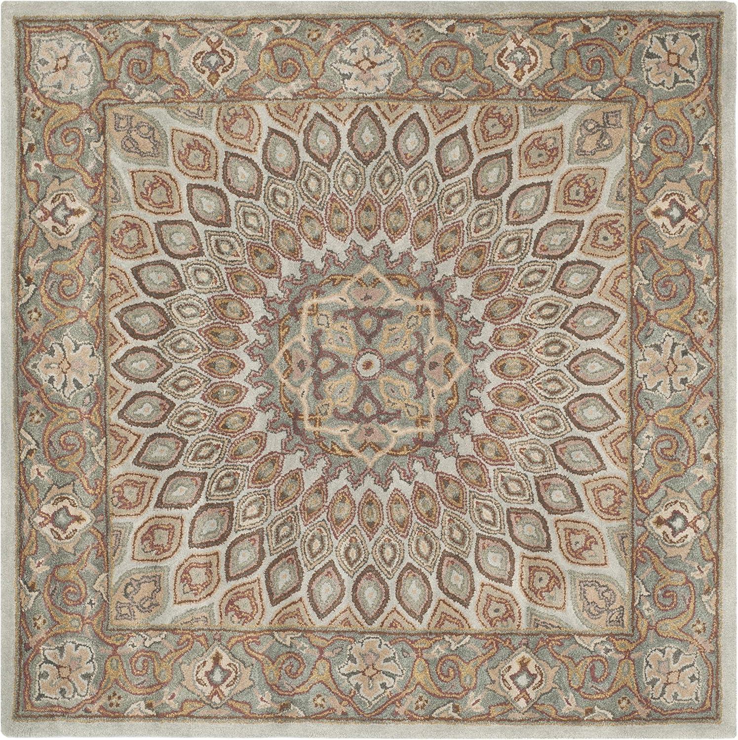 image:imageSAFAVIEH Heritage Collection Area Rug 5 x 8 Light Brown amp Grey Handmade Traditional Oriental Wool Ideal for High Traffic Areas in Living Room Bedroom HG914ABlueGrey