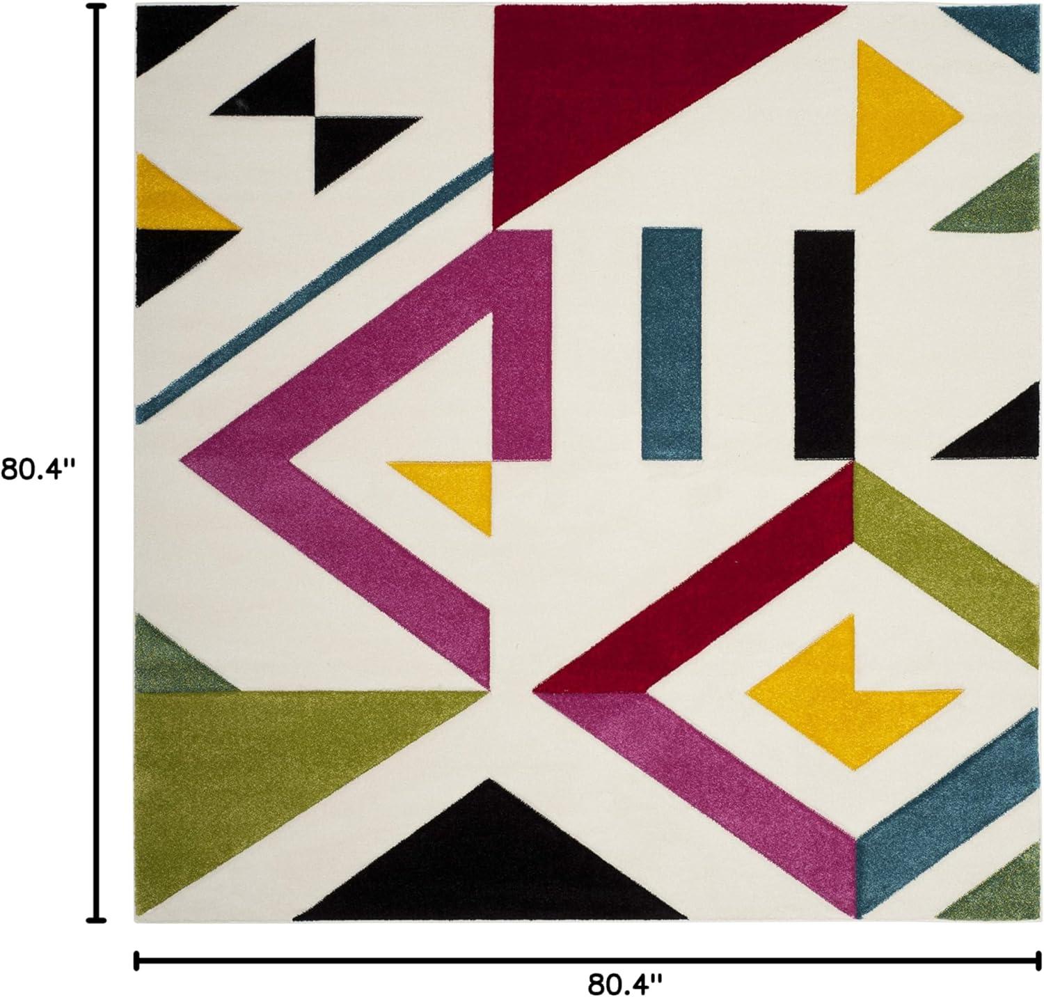 image:imageSAFAVIEH Hollywood Collection Area Rug 67 Square Ivory amp Rose MidCentury Modern Design NonShedding amp Easy Care Ideal for High Traffic Areas in Living Room Bedroom HLW700AIvoryRose