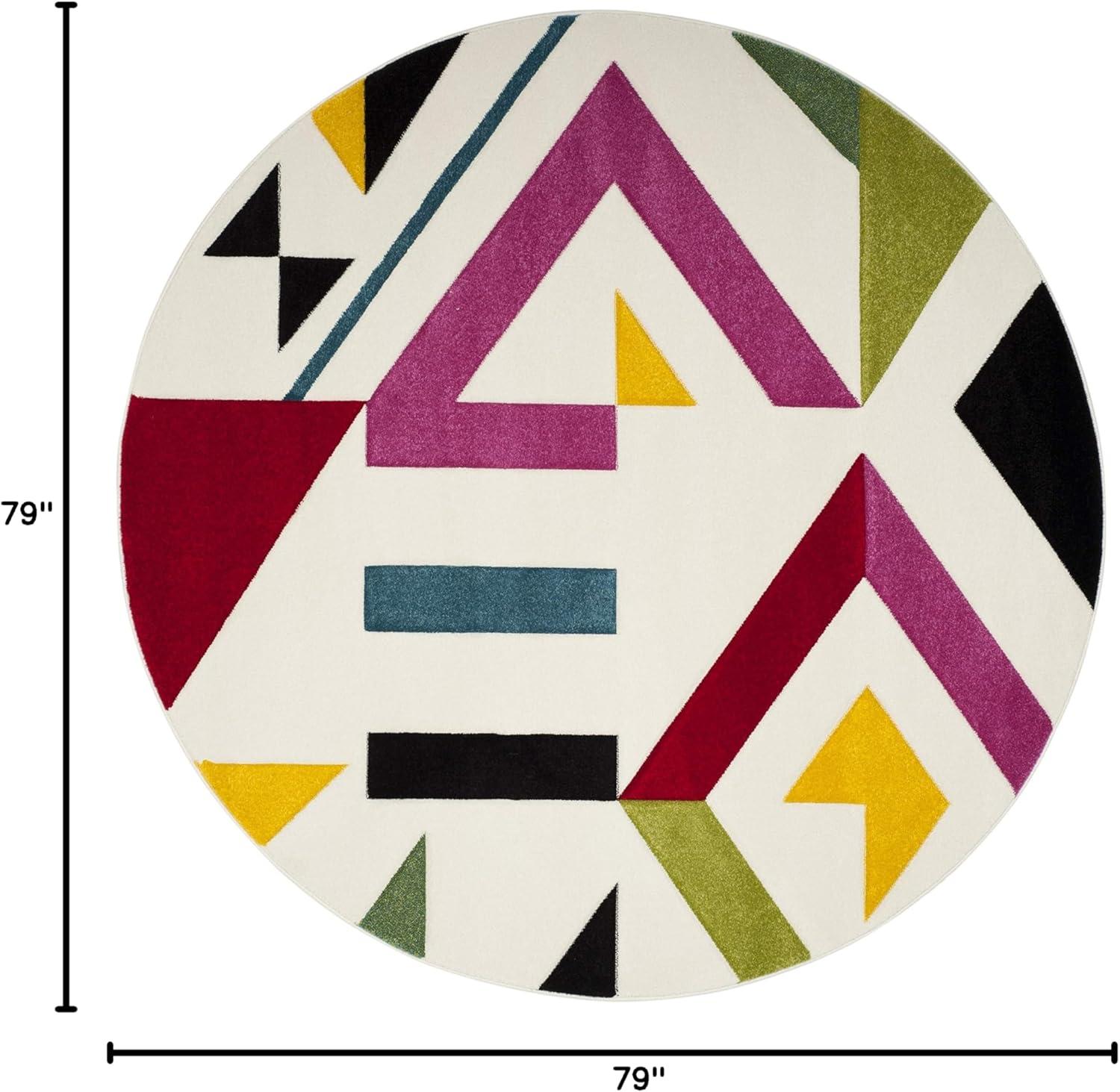 image:imageSAFAVIEH Hollywood Collection Area Rug 67 Square Ivory amp Rose MidCentury Modern Design NonShedding amp Easy Care Ideal for High Traffic Areas in Living Room Bedroom HLW700AIvoryRose
