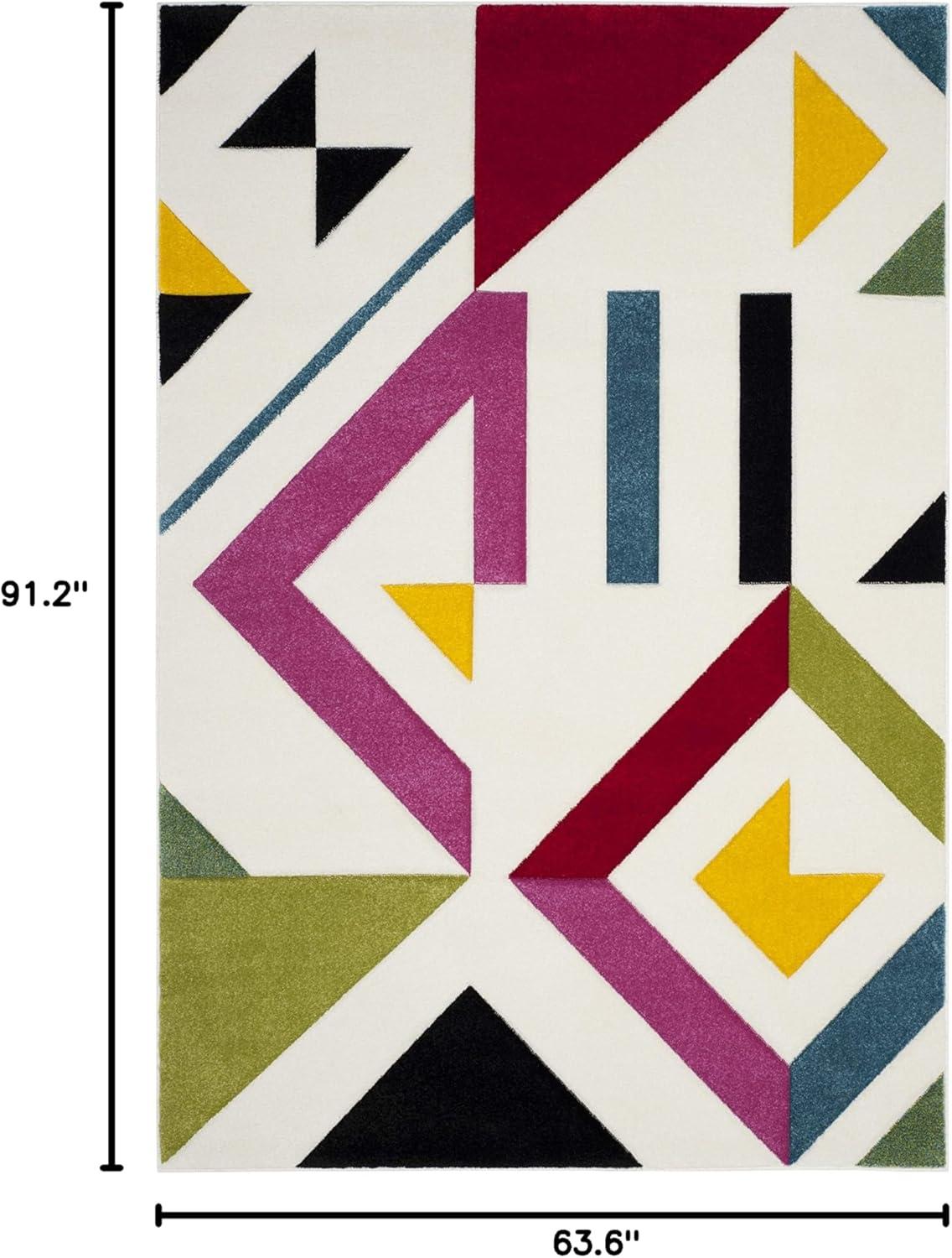 image:imageSAFAVIEH Hollywood Collection Area Rug 67 Square Ivory amp Rose MidCentury Modern Design NonShedding amp Easy Care Ideal for High Traffic Areas in Living Room Bedroom HLW700AIvoryRose