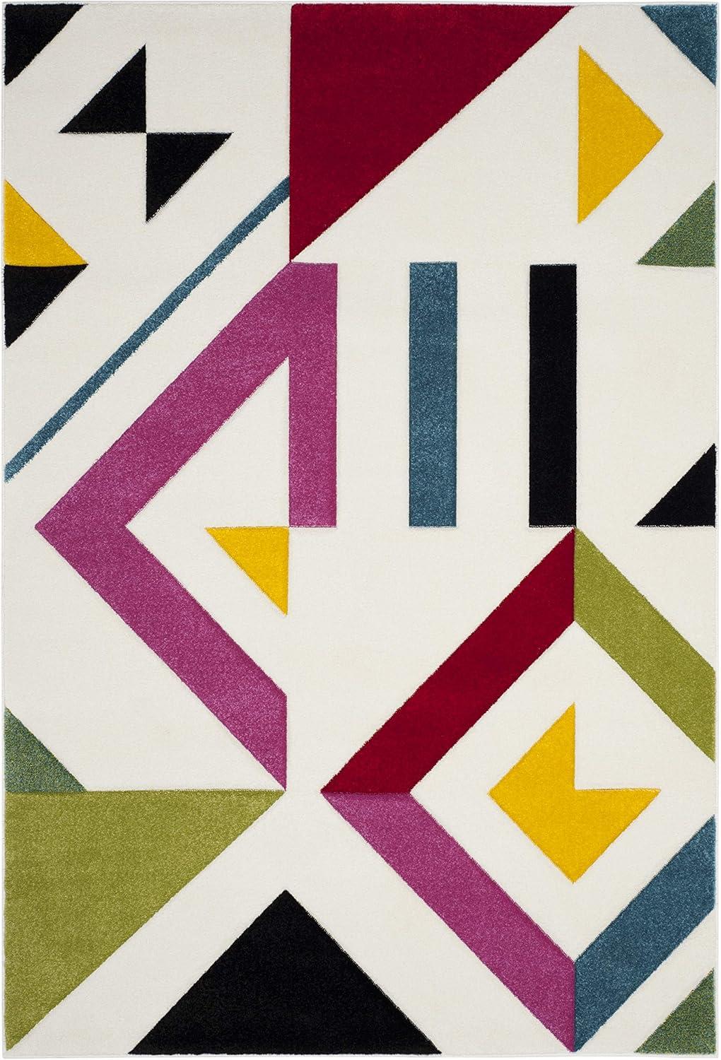 image:imageSAFAVIEH Hollywood Collection Area Rug 67 Square Ivory amp Rose MidCentury Modern Design NonShedding amp Easy Care Ideal for High Traffic Areas in Living Room Bedroom HLW700AIvoryRose