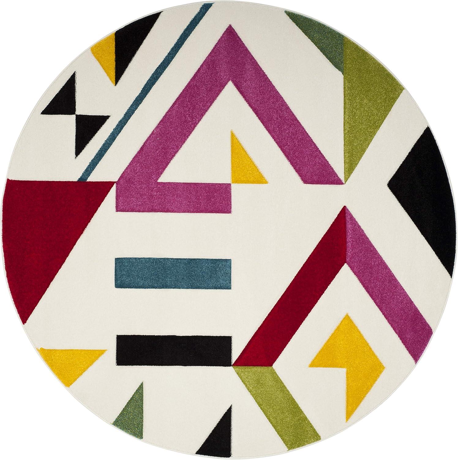 image:imageSAFAVIEH Hollywood Collection Area Rug 67 Square Ivory amp Rose MidCentury Modern Design NonShedding amp Easy Care Ideal for High Traffic Areas in Living Room Bedroom HLW700AIvoryRose