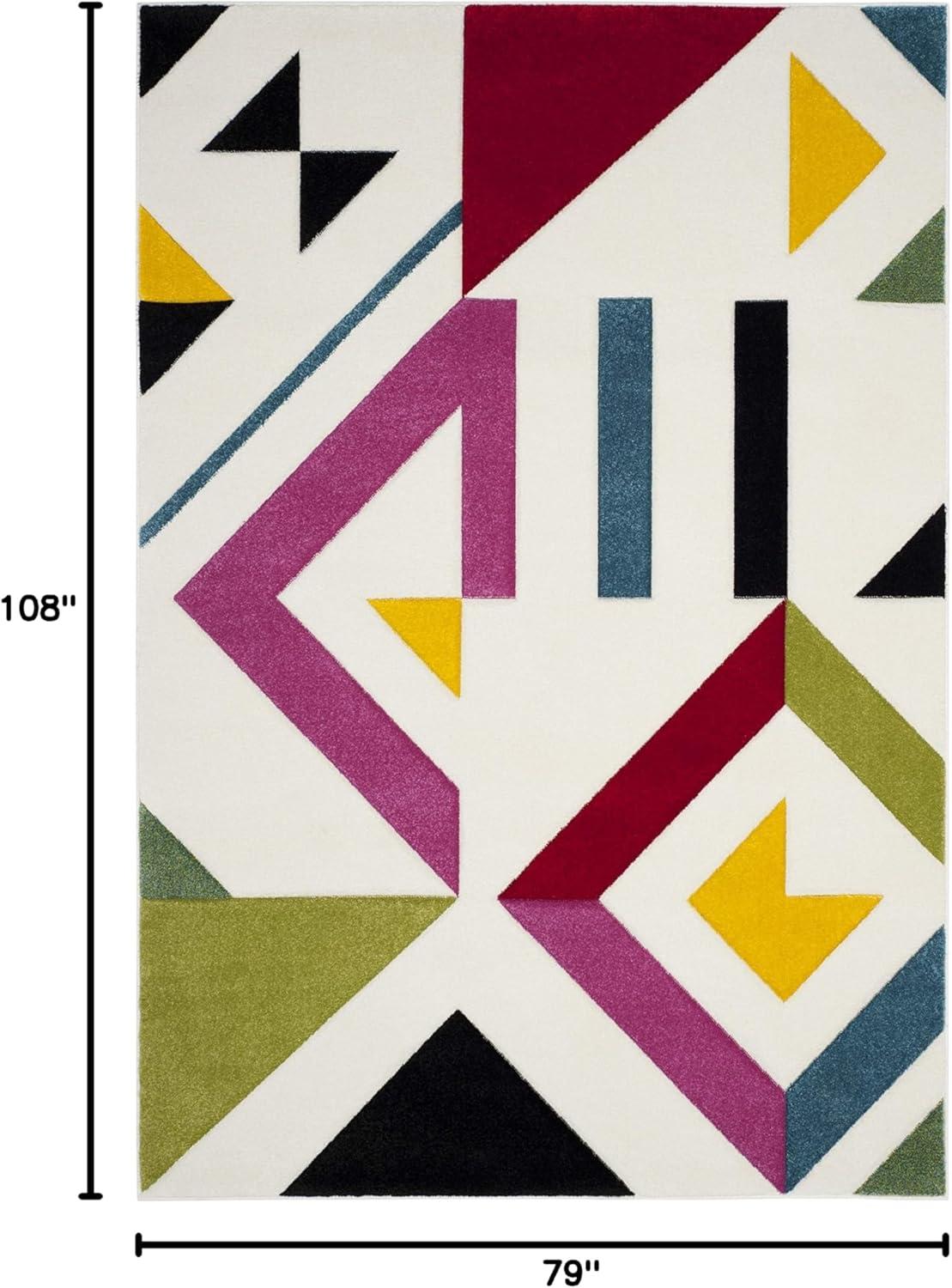 image:imageSAFAVIEH Hollywood Collection Area Rug 67 Square Ivory amp Rose MidCentury Modern Design NonShedding amp Easy Care Ideal for High Traffic Areas in Living Room Bedroom HLW700AIvoryRose