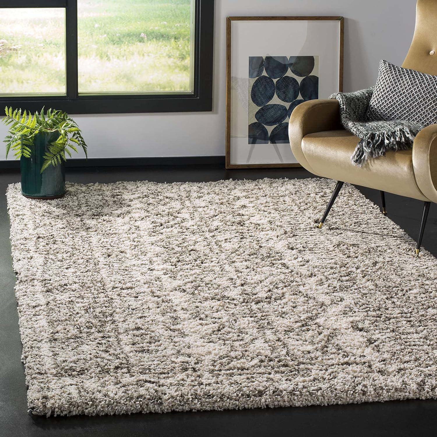 image:imageSAFAVIEH Hudson Shag Collection Area Rug 51 x 76 Ivory amp Grey Moroccan Design NonShedding amp Easy Care 2inch Thick Ideal for High Traffic Areas in Living Room Bedroom SGH376AIvoryGrey