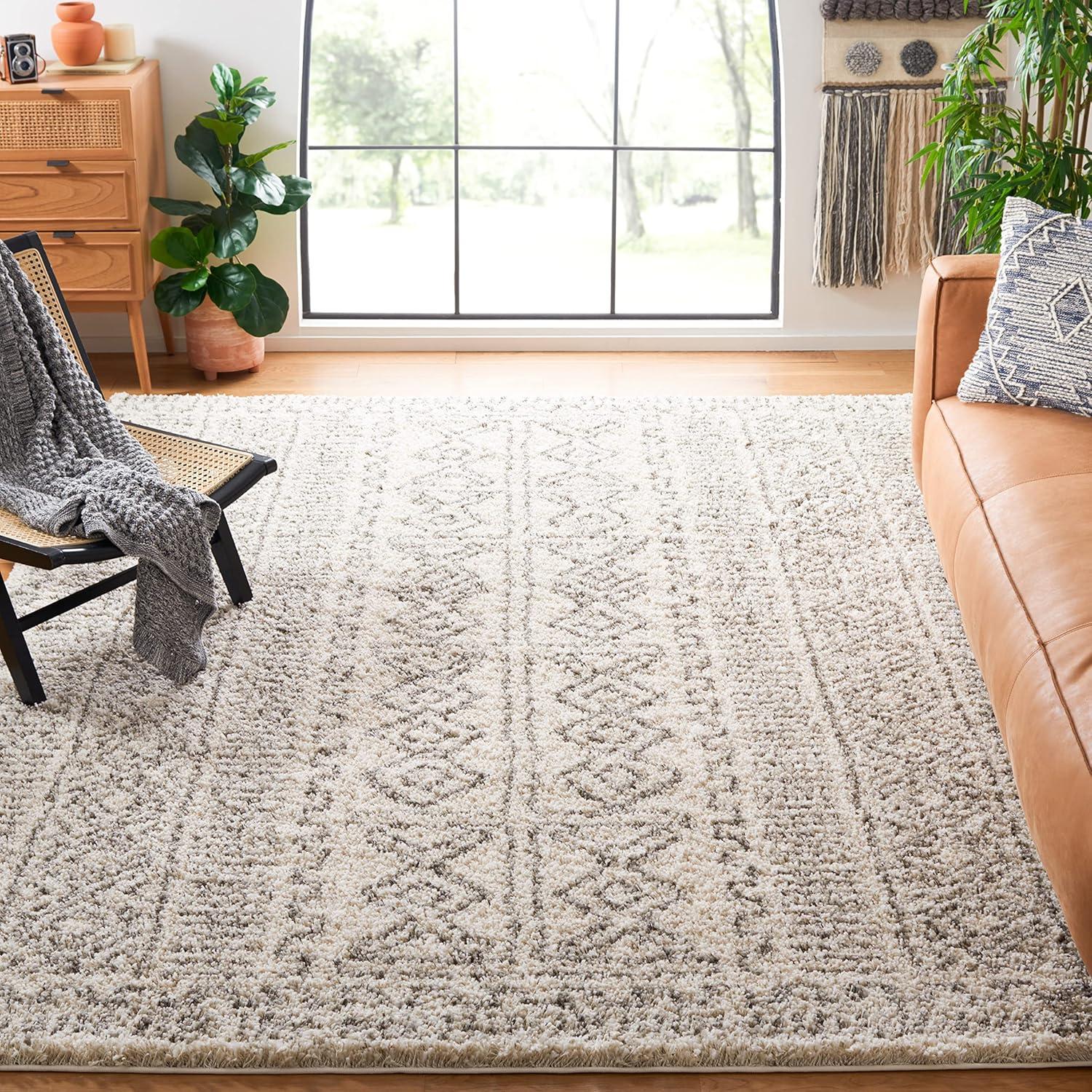 image:imageSAFAVIEH Hudson Shag Collection Area Rug 51 x 76 Ivory amp Grey Moroccan Design NonShedding amp Easy Care 2inch Thick Ideal for High Traffic Areas in Living Room Bedroom SGH376AIvoryGrey