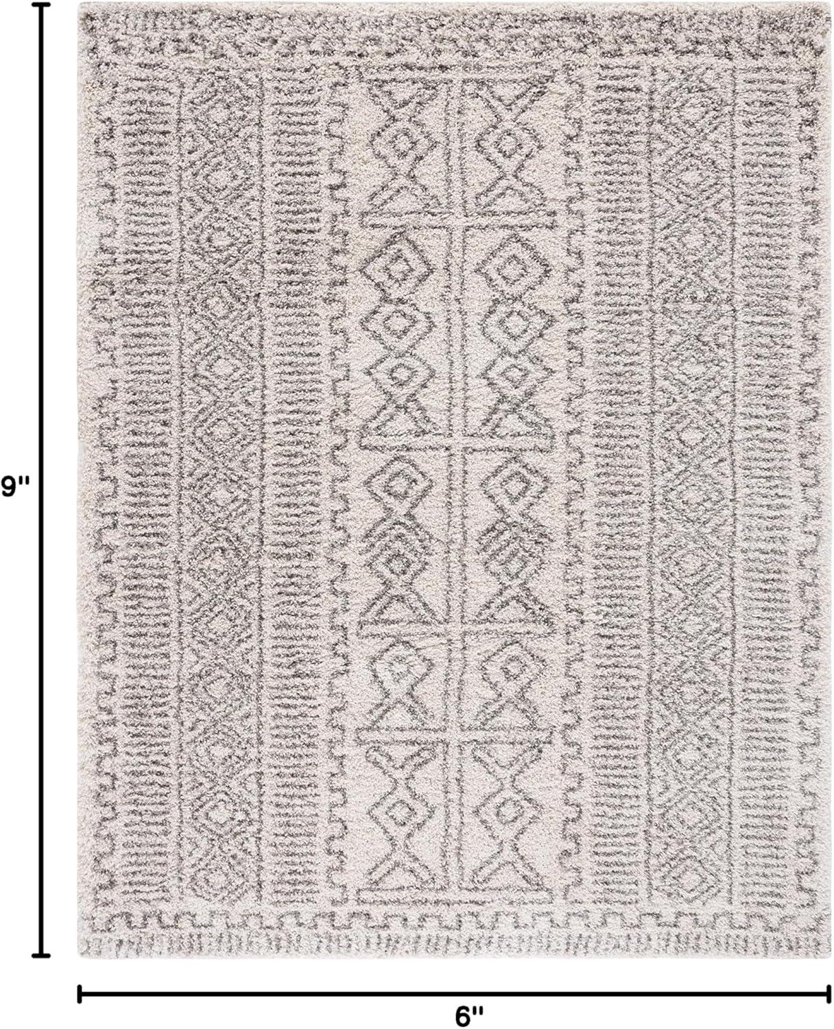 image:imageSAFAVIEH Hudson Shag Collection Area Rug 51 x 76 Ivory amp Grey Moroccan Design NonShedding amp Easy Care 2inch Thick Ideal for High Traffic Areas in Living Room Bedroom SGH376AIvoryGrey