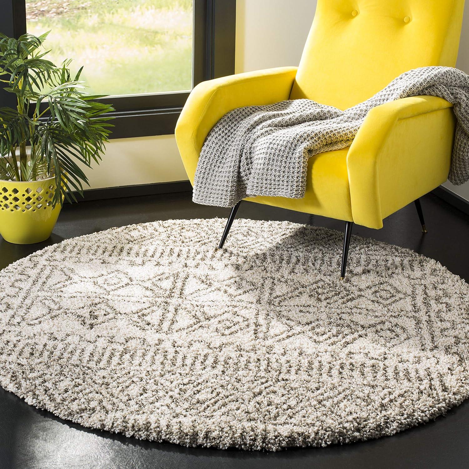 image:imageSAFAVIEH Hudson Shag Collection Area Rug 51 x 76 Ivory amp Grey Moroccan Design NonShedding amp Easy Care 2inch Thick Ideal for High Traffic Areas in Living Room Bedroom SGH376AIvoryGrey