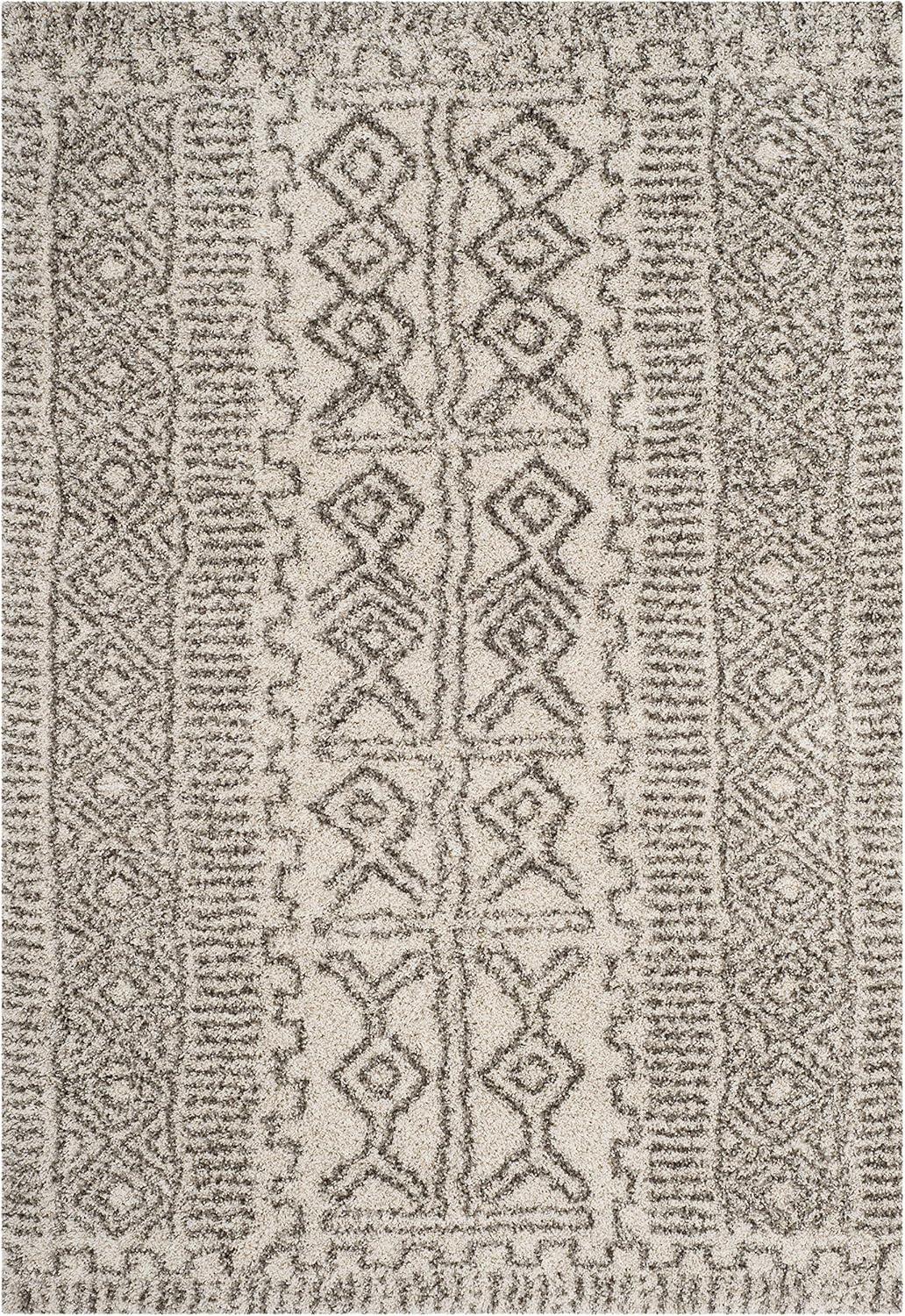image:imageSAFAVIEH Hudson Shag Collection Area Rug 51 x 76 Ivory amp Grey Moroccan Design NonShedding amp Easy Care 2inch Thick Ideal for High Traffic Areas in Living Room Bedroom SGH376AIvoryGrey