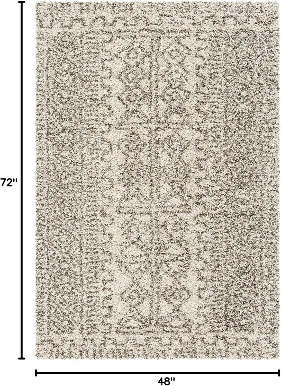 image:imageSAFAVIEH Hudson Shag Collection Area Rug 51 x 76 Ivory amp Grey Moroccan Design NonShedding amp Easy Care 2inch Thick Ideal for High Traffic Areas in Living Room Bedroom SGH376AIvoryGrey